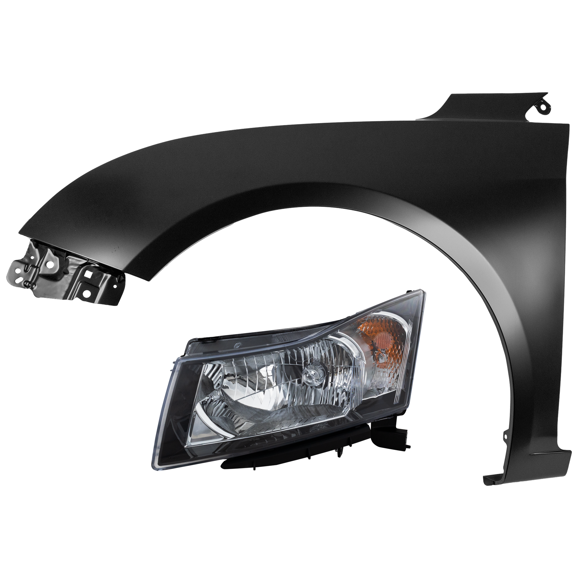 AM CRUZE 12-15 CRUZE LIMITED 16-16 HEAD LAMP LH 2 pc Kit Assembly Halogen with Fender CAPA SKU KIT 071126-252 Partslink GM2502361C GM2502356C GM1240370C OEM 95291963-95900041-95092194