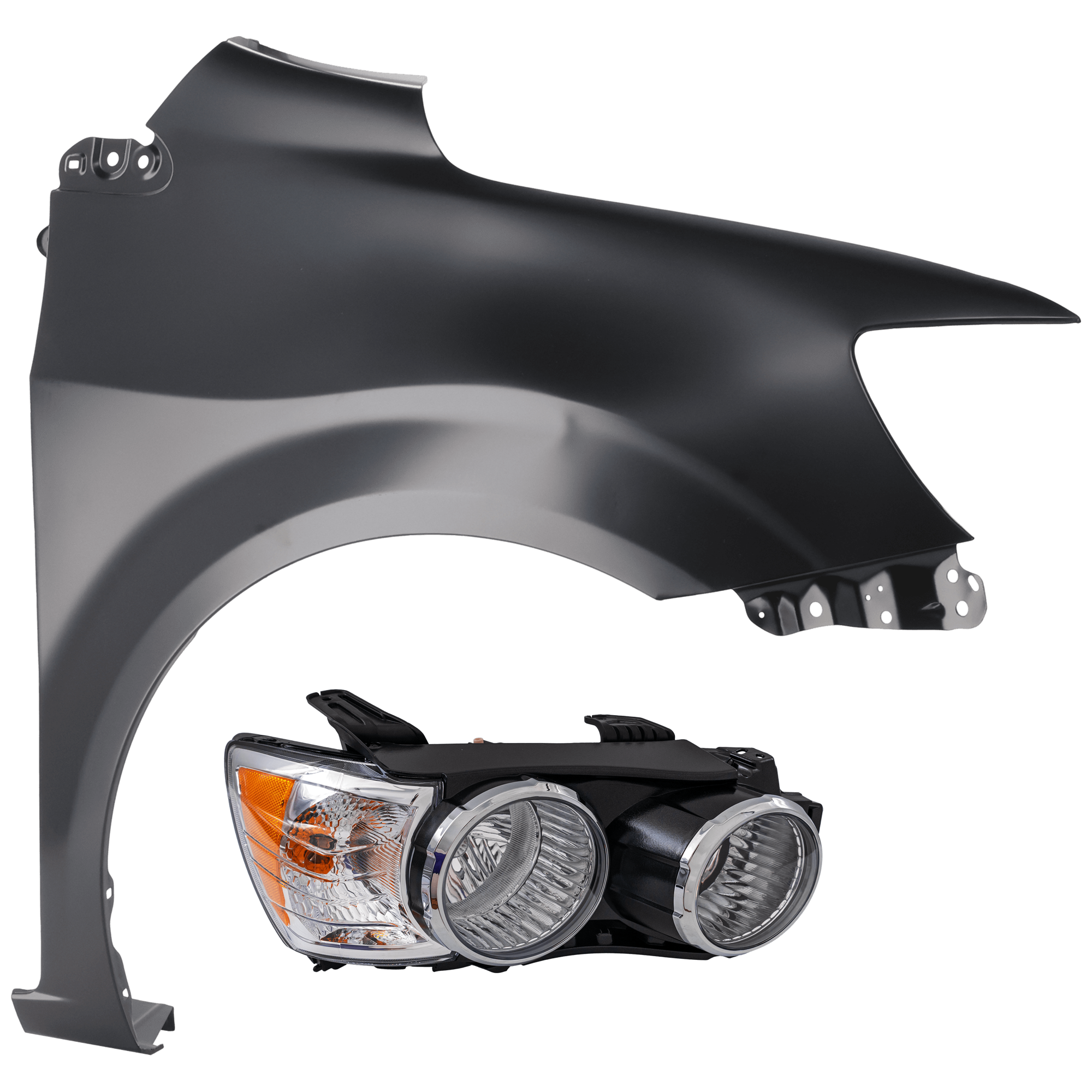 AM SONIC 12-16 HEAD LAMP RH 2 pc Kit Assembly Halogen with Fender CAPA SKU KIT 071126-253 Partslink GM2503359C GM1241374C OEM 96830972-42390434-95473426