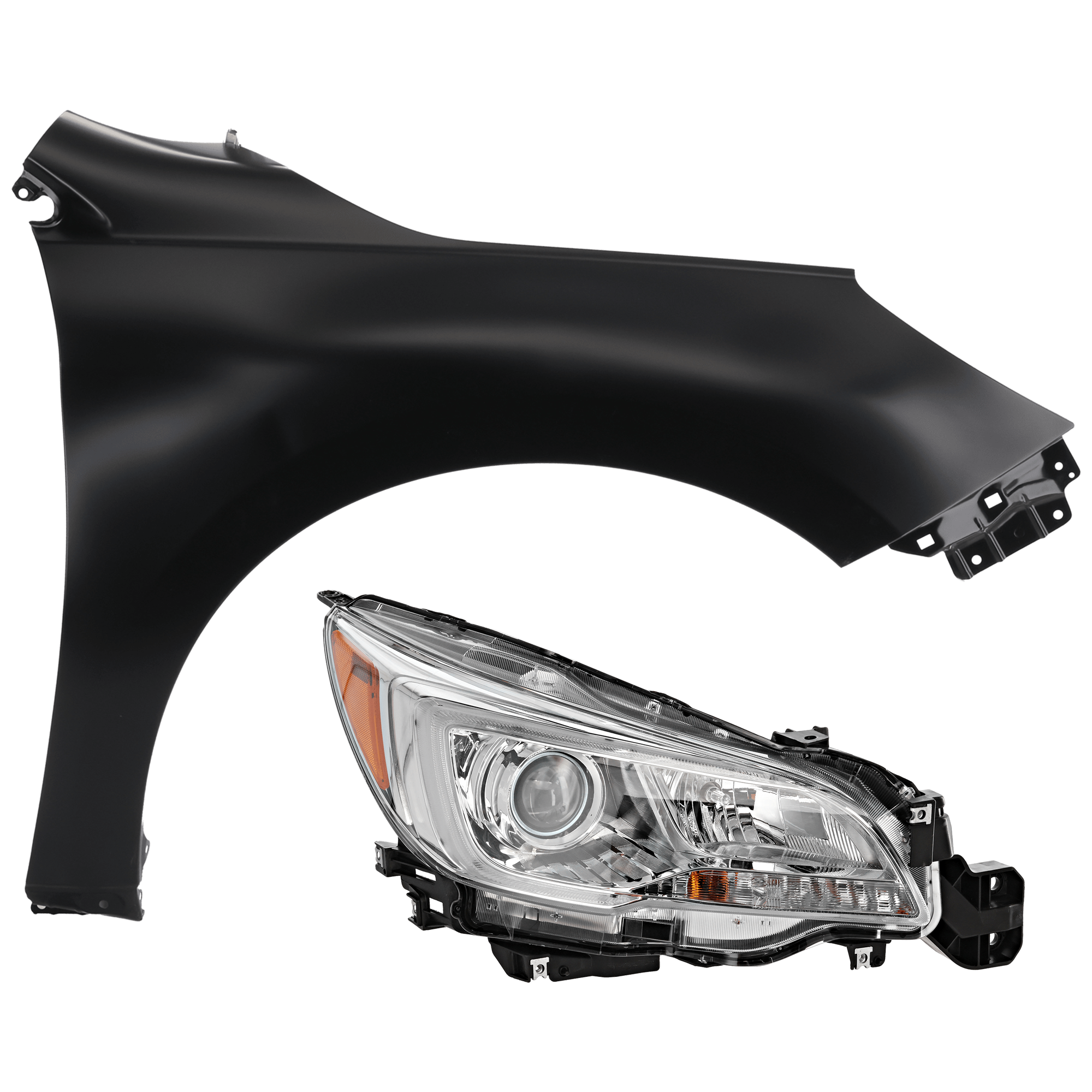 AM LEGACY 15-17 HEAD LAMP RH 2 pc Kit Assembly Halogen with Fender SKU KIT 071126-259 Partslink SU2503151 SU1241140 OEM 84001AL02A PFM 84001AL00A 5712