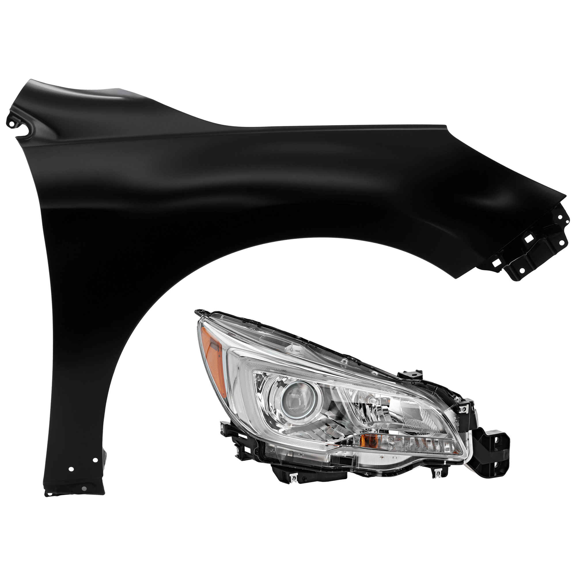 AM OUTBACK 15-17 HEAD LAMP RH 2 pc Kit Assembly Halogen with Fender CAPA SKU KIT 071126-261 Partslink SU2503151C SU1241141C OEM 84001AL02A PFM 84001AL00A 5712