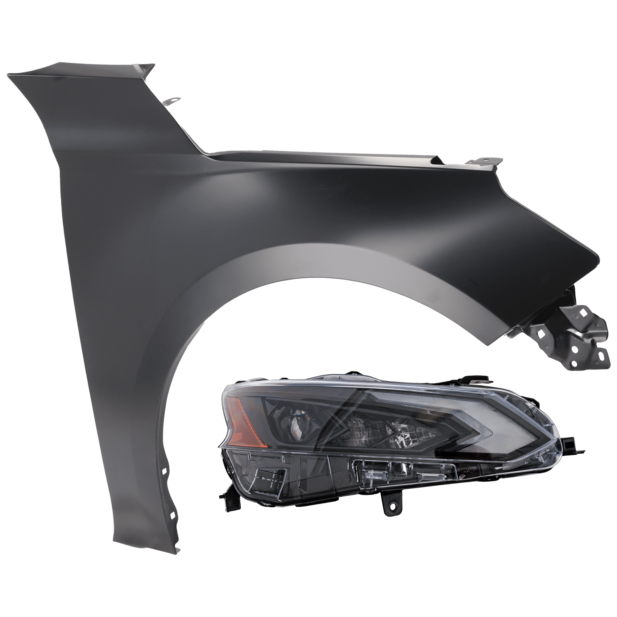 AM ALTIMA 23-25 HEAD LAMP RH 2 pc Kit Assembly LED with Fender SKU KIT 071126-262 Partslink NI2503295 NI1241234 OEM 260109HF0C 631006CA0A