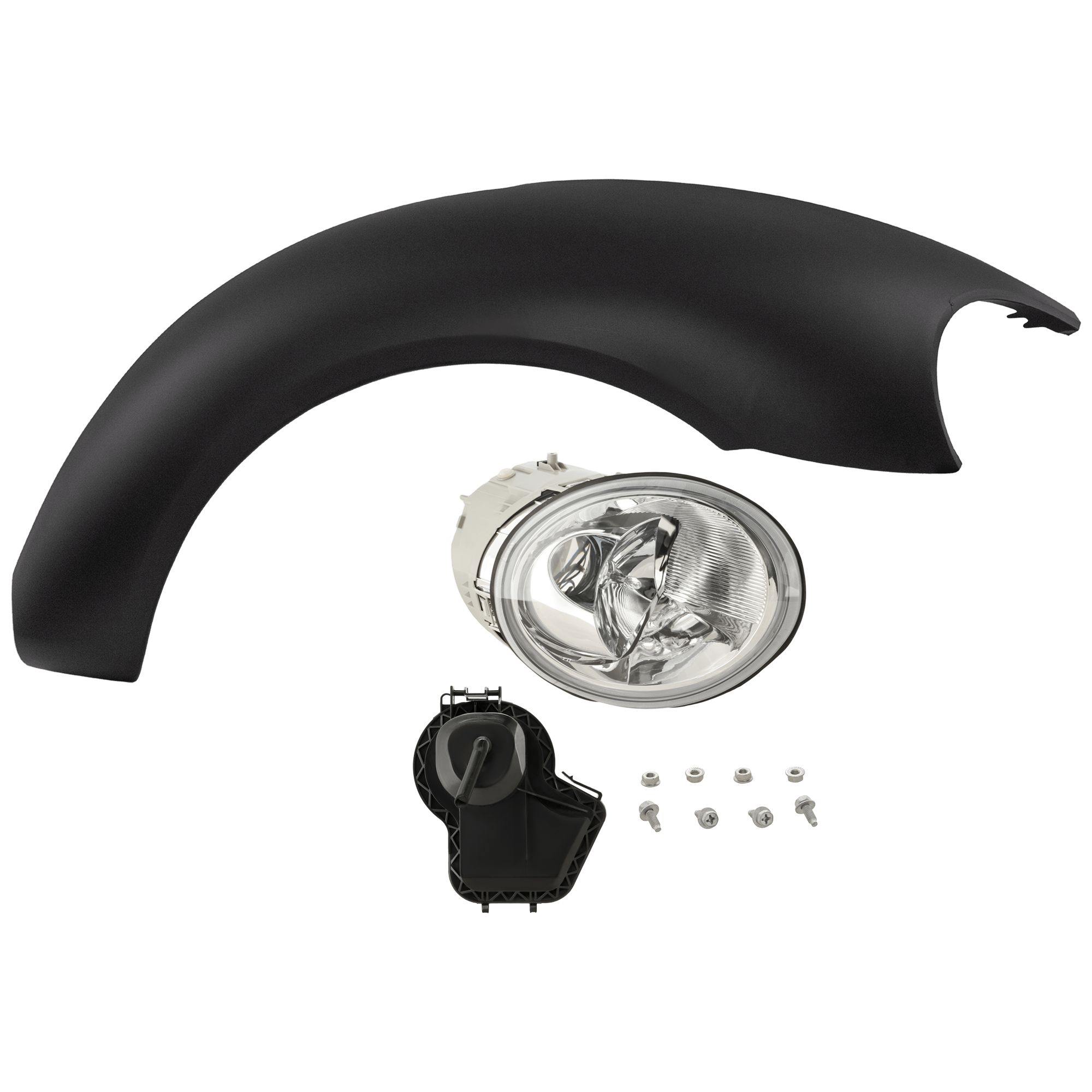 AM BEETLE 98-03 HEAD LAMP RH 2 pc Kit Assembly Halogen with Fender SKU KIT 071126-264 Partslink VW1241131 OEM 1C0941030K PFM 1C0821106FGRU