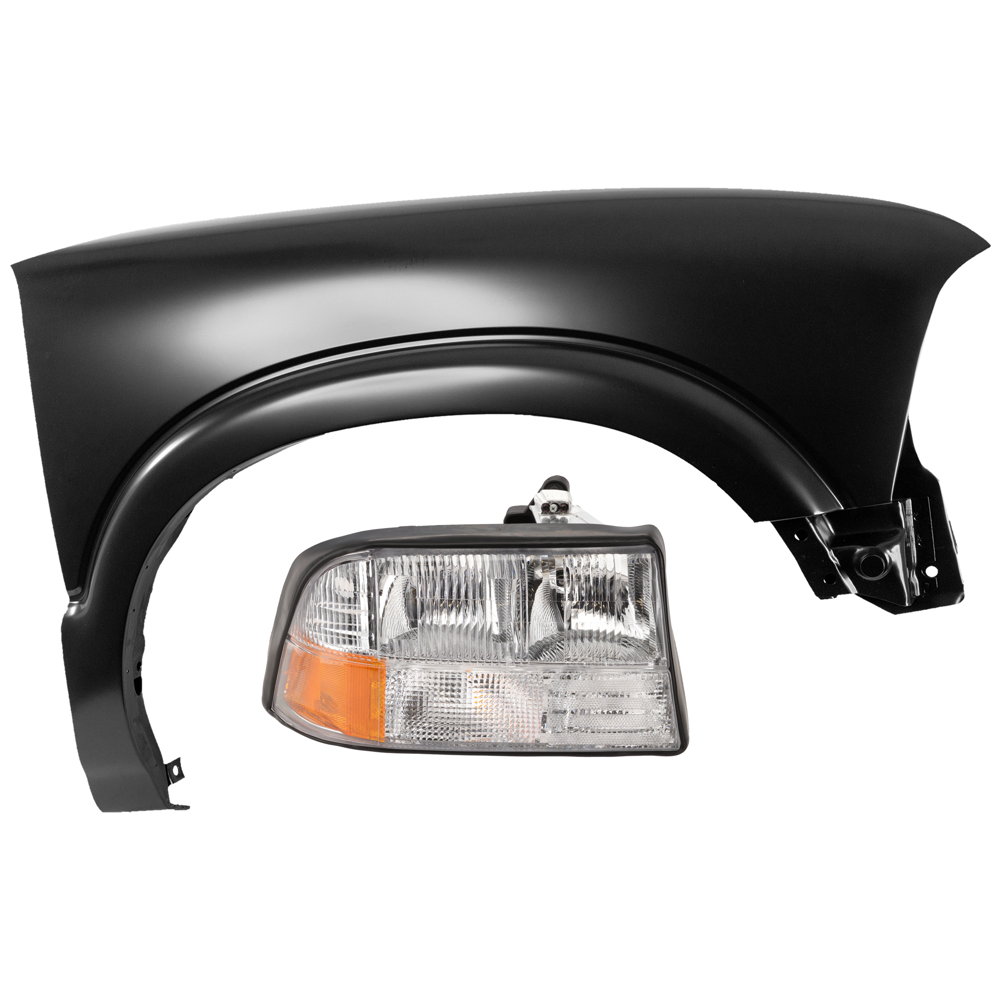 AM JIMMY 98-05 SONOMA 98-04 HEAD LAMP RH 2 pc Kit Assembly Halogen with Fender SKU KIT 071126-270 Partslink GM2503174 GM1241195 OEM 16526228-12472736