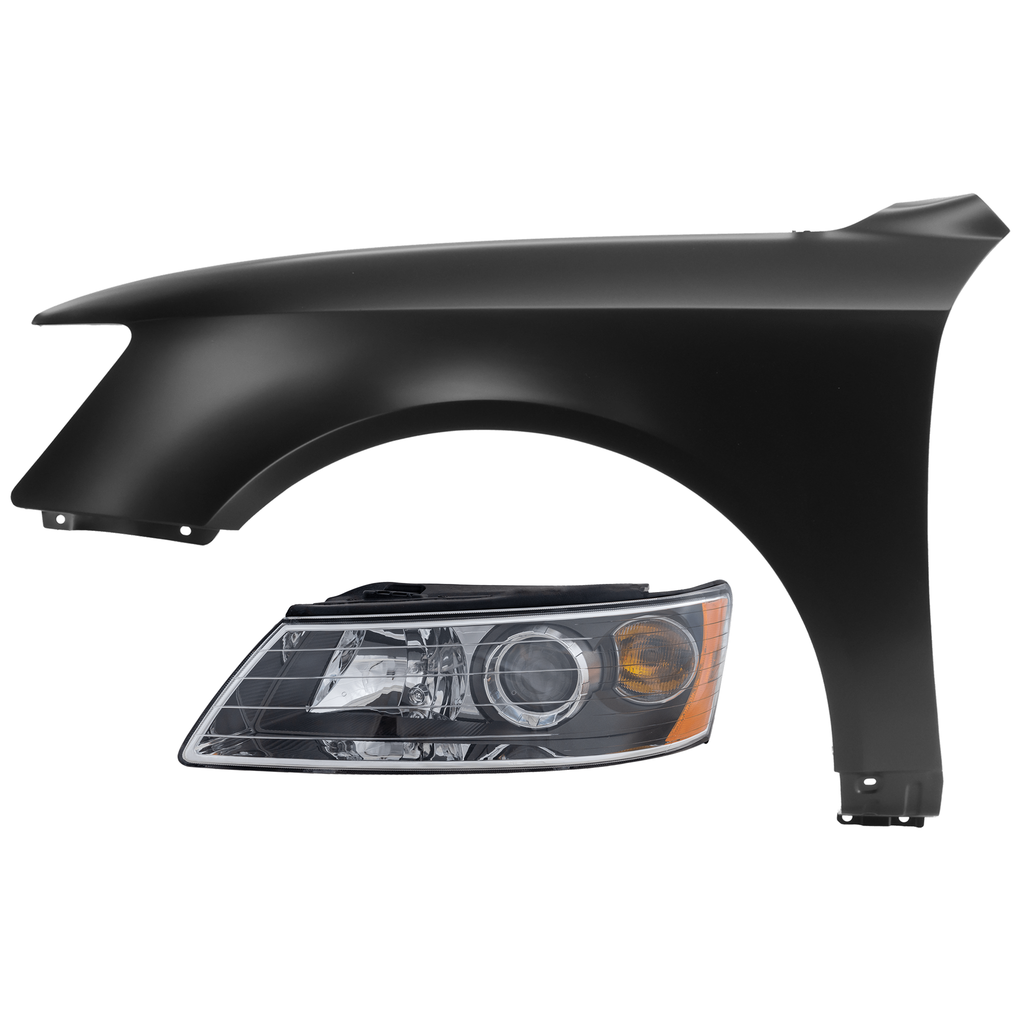 AM SONATA 06-08 HEAD LAMP LH 2 pc Kit Assembly Halogen with Fender SKU KIT 071126-274 Partslink HY2502135 HY1240134 OEM 921010A000-663100A000