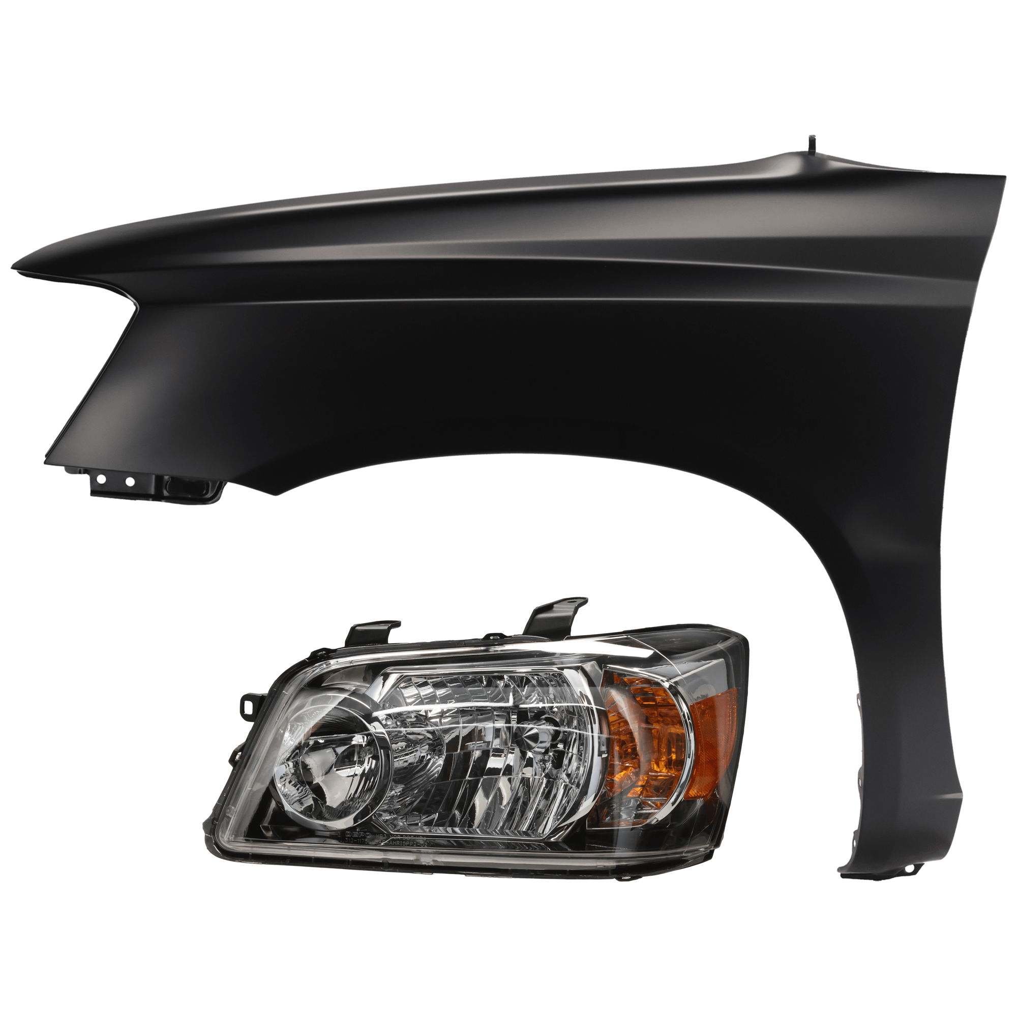 AM HIGHLANDER 04-06 HEAD LAMP LH 2 pc Kit Assembly Halogen with Fender SKU KIT 071126-275 Partslink TO1240187 OEM 8117048280 PFM 5380248070