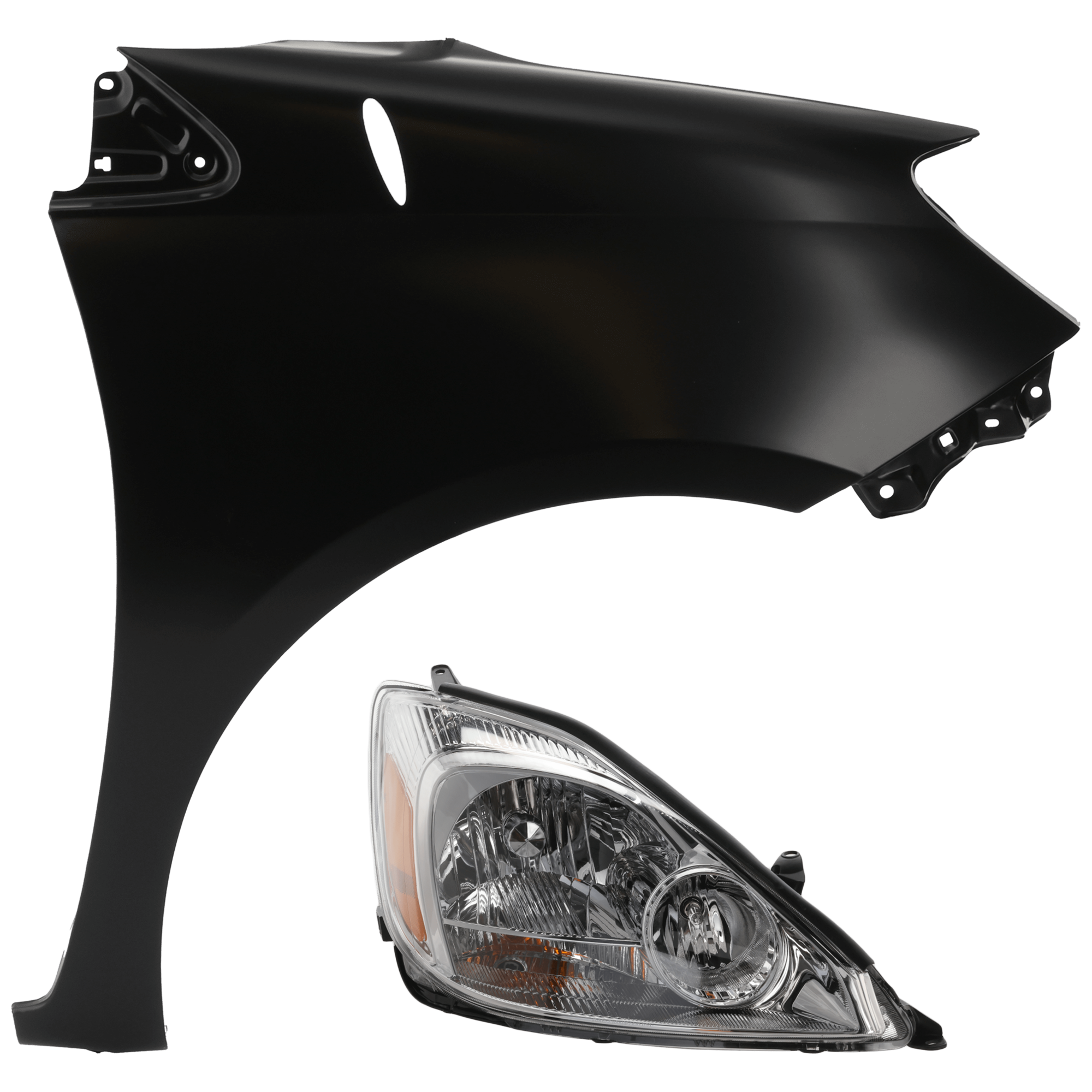 AM SIENNA 04-05 HEAD LAMP RH 2 pc Kit Assembly Halogen with Fender SKU KIT 071126-276 Partslink TO2503150 TO1241202 OEM 81110AE010-53811AE030