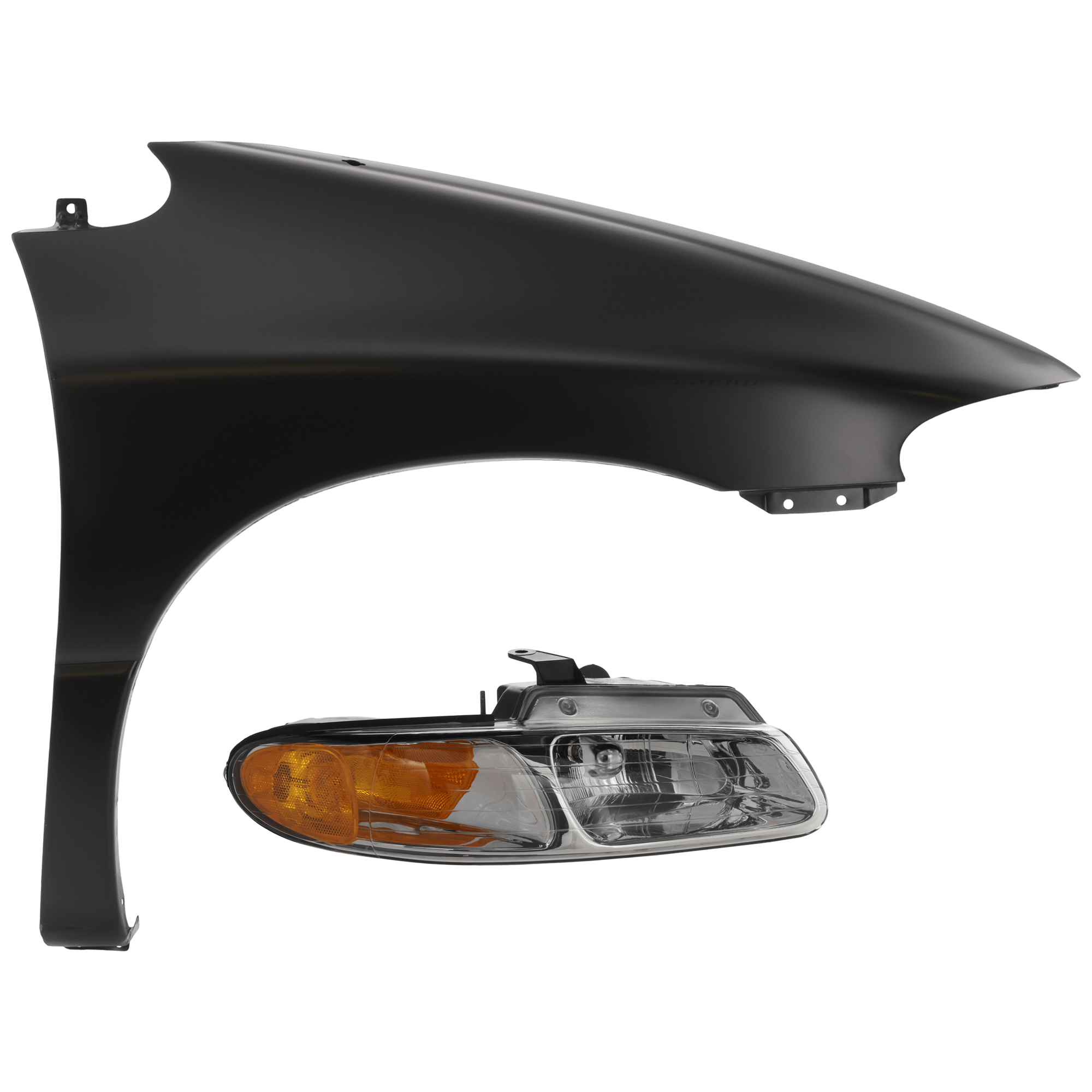 AM CARAVAN GRAND CARAVAN 00-00 HEAD LAMP RH 2 pc Kit Assembly Halogen with Fender SKU KIT 071126-278 Partslink CH2503134 CH1241205 OEM 4857852AA 4882290AA