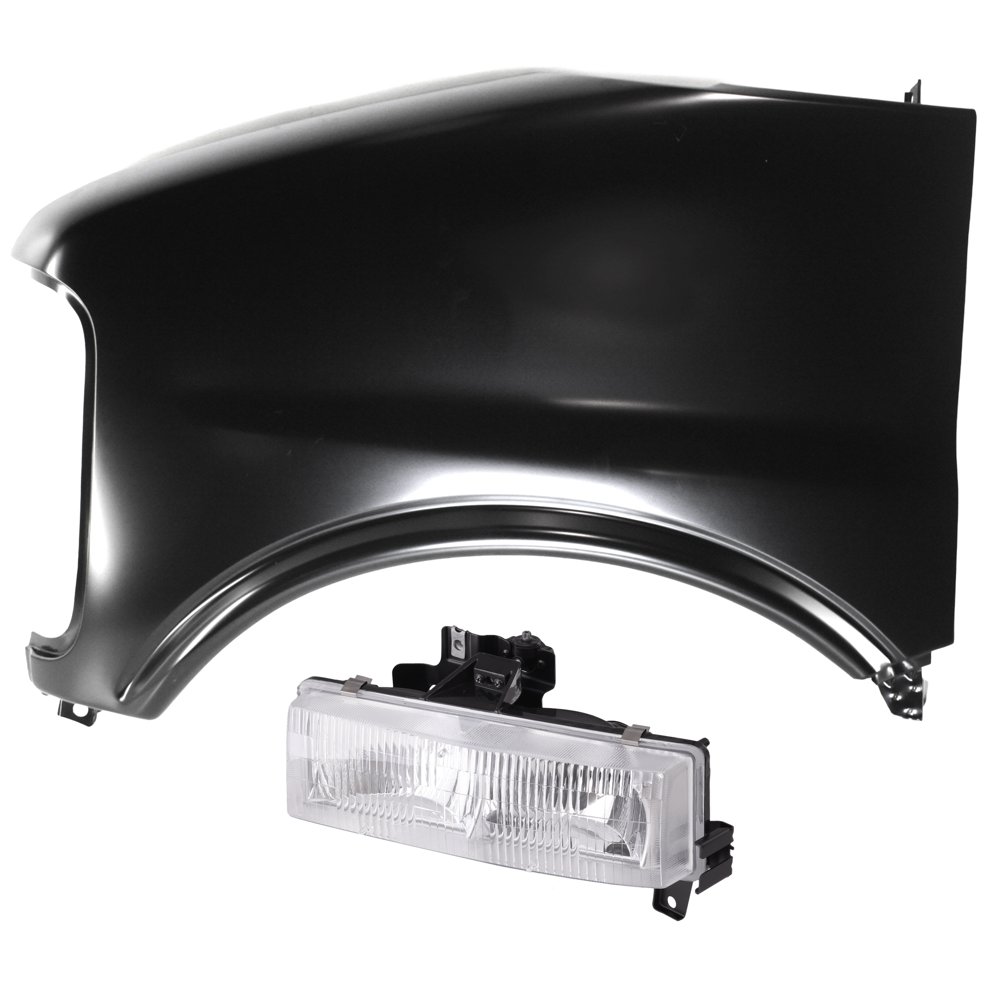 AM EXPRESS SAVANA VAN 96-02 HEAD LAMP LH 2 pc Kit Assembly Halogen with Fender SKU KIT 071126-279 Partslink GM2502176 GM1240258 OEM 16522159-12549269