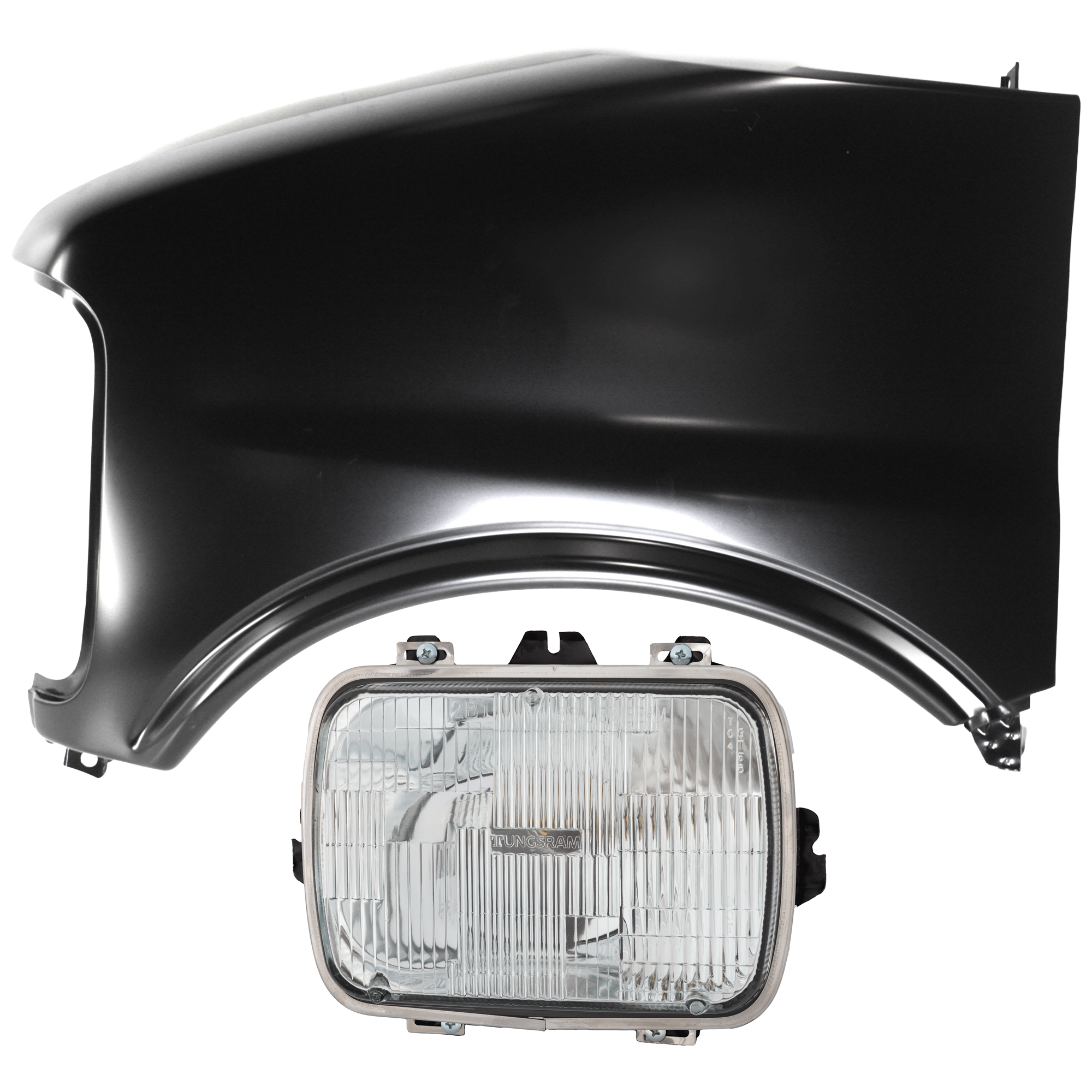 AM EXPRESS SAVANA VAN 96-02 HEAD LAMP LH 2 pc Kit Assembly Halogen with Fender SKU KIT 071126-280 Partslink GM2500112 GM1240258 OEM 25949657-12549269