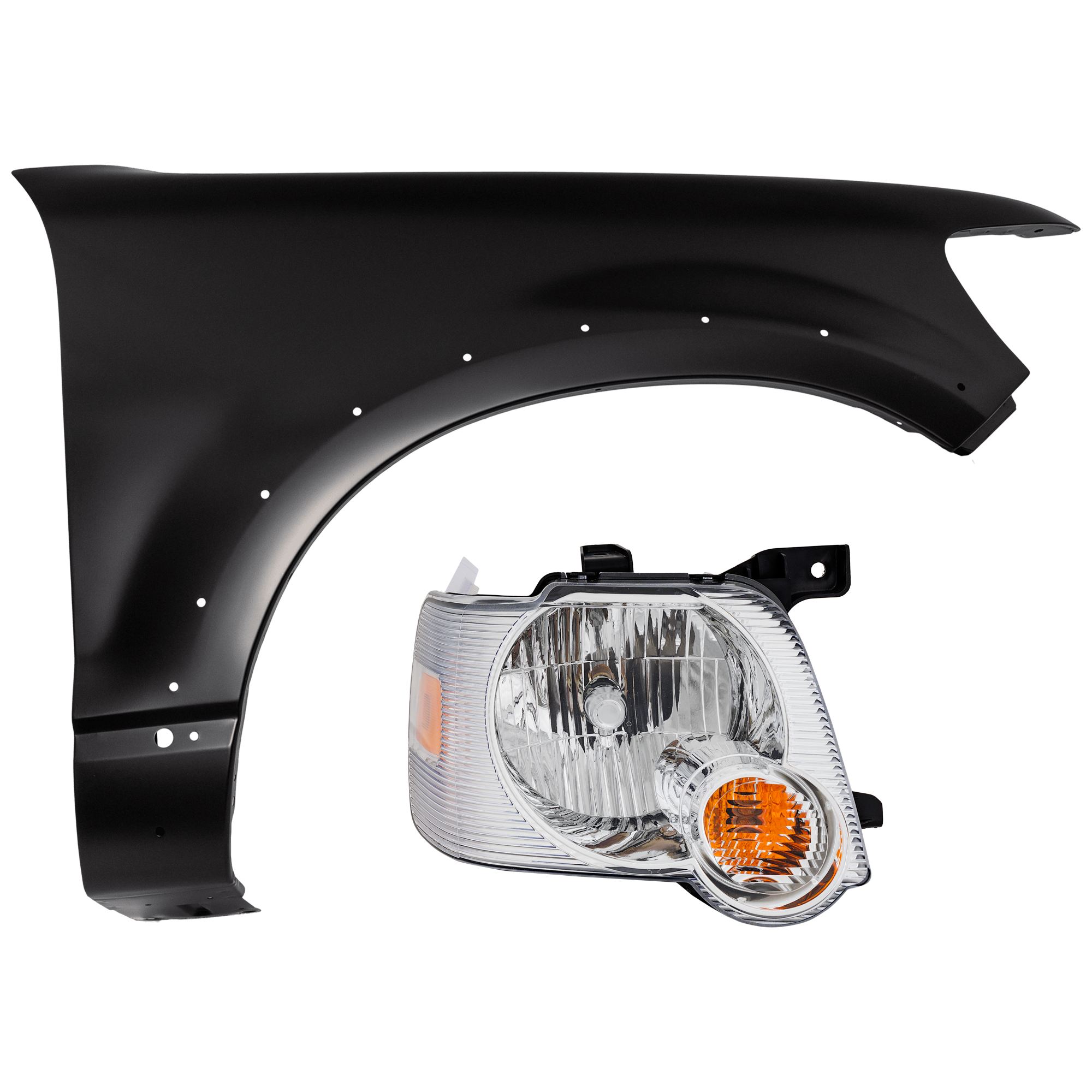 AM EXPLORER EXPLORER SPORT TRAC 07-10 HEAD LAMP RH 2 pc Kit Assembly Halogen with Fender SKU KIT 071126-293 Partslink FO2503220 FO1241252 OEM 6L2Z13008AA 7A2Z16005A