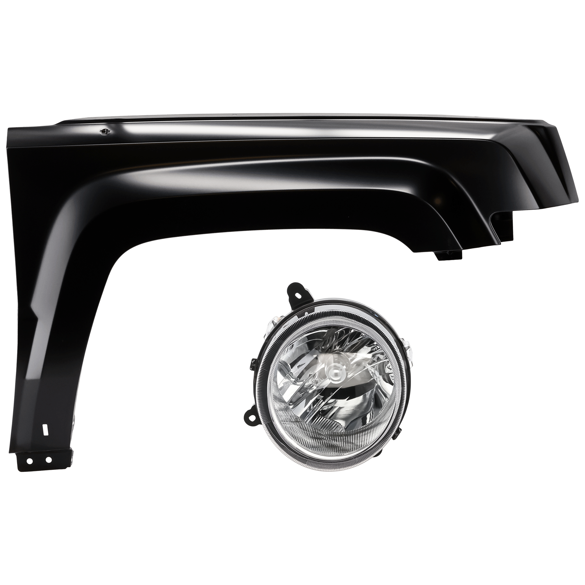 AM PATRIOT 11-17 HEAD LAMP RH 2 pc Kit Assembly Halogen with Fender SKU KIT 071126-29 Partslink CH2503176 CH1241279 OEM 5303842AE 68079924AA