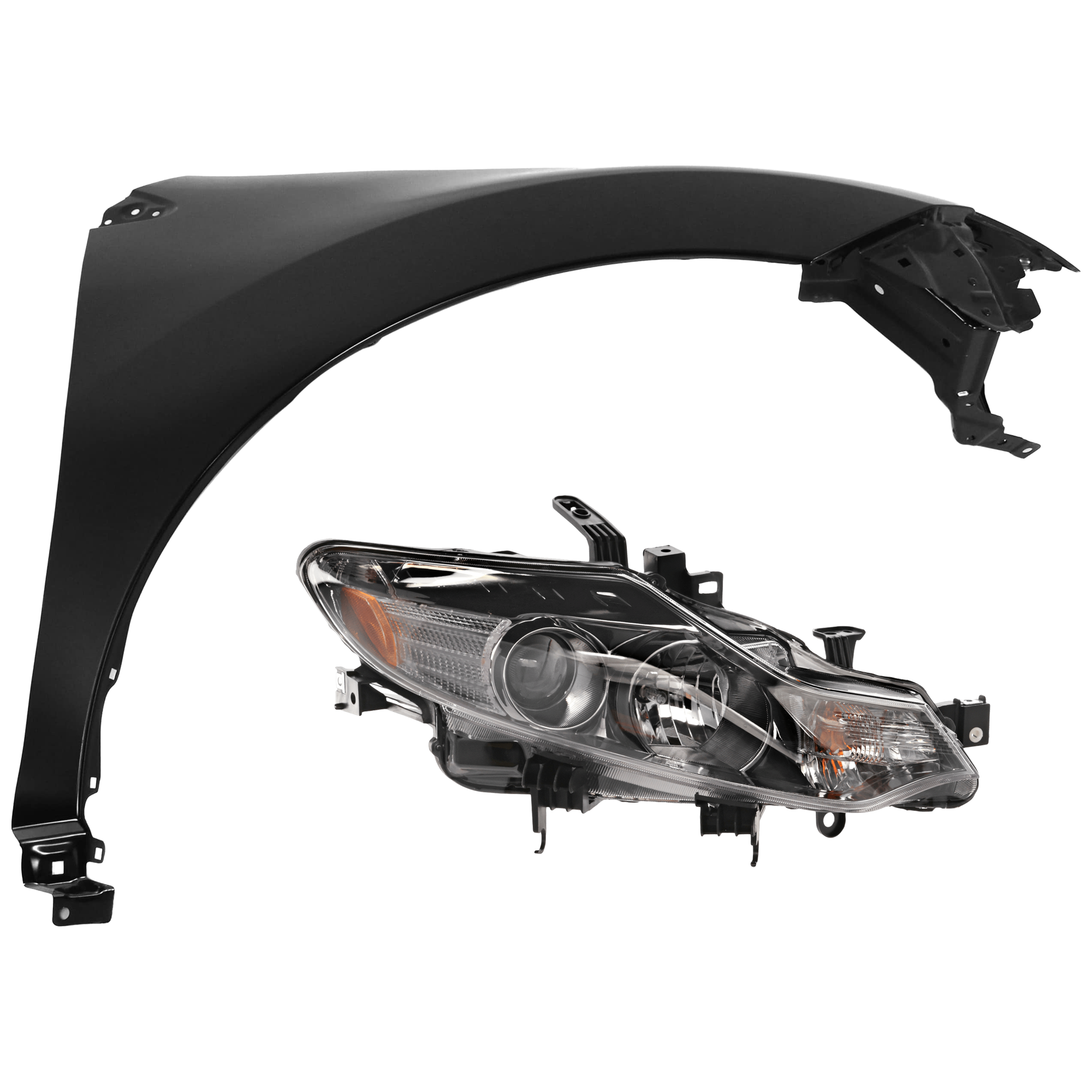 AM MURANO 09-14 HEAD LAMP RH 2 pc Kit Assembly Halogen with Fender CAPA SKU KIT 071126-304 Partslink NI2503185C NI1241191C OEM 260101AA0A 260101AA0D FCA001AA