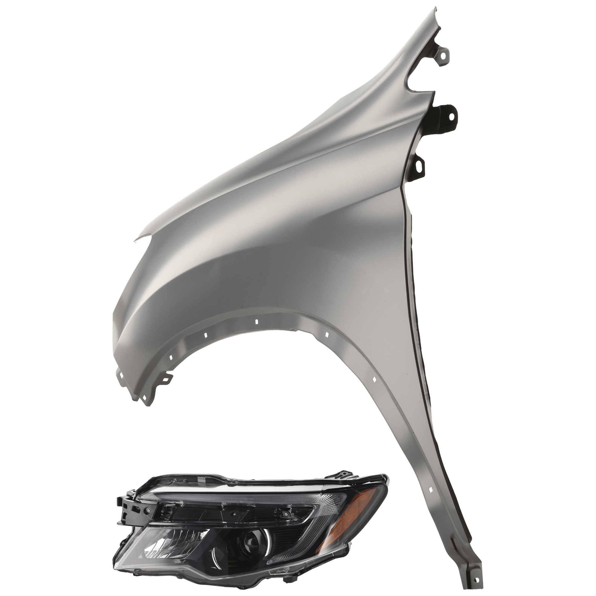 AM PILOT 16-18 RIDGELINE 17-20 HEAD LAMP LH 2 pc Kit Assembly Halogen with Fender CAPA SKU KIT 071126-307 Partslink HO1240191C HO2502165C OEM 33150TG7A02-60261TG7A90ZZ