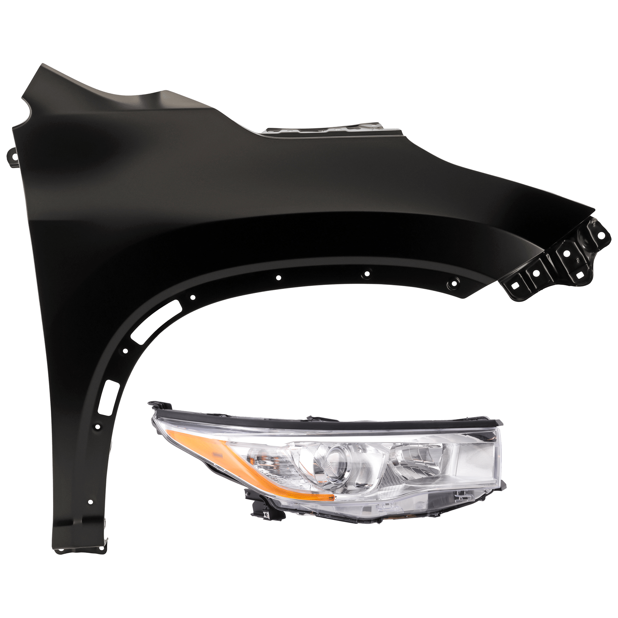 AM HIGHLANDER 14-16 HEAD LAMP RH 2 pc Kit Assembly Halogen with Fender CAPA SKU KIT 071126-312 Partslink TO2503221C TO1241251C OEM 811100E180-538010E110