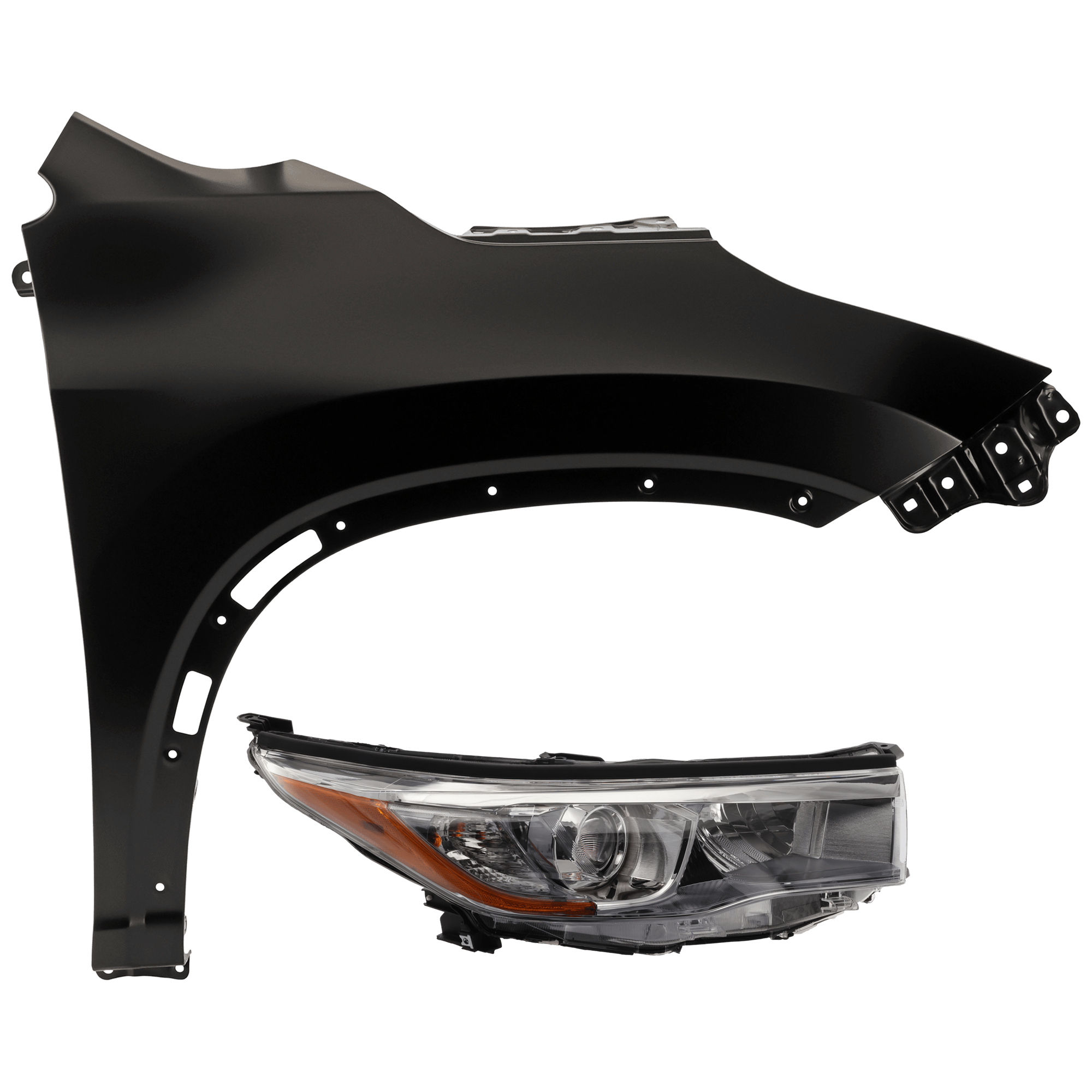 AM HIGHLANDER 14-16 HEAD LAMP RH 2 pc Kit Assembly Halogen with Fender CAPA SKU KIT 071126-313 Partslink TO2503225C TO1241251C OEM 811100E250-538010E110