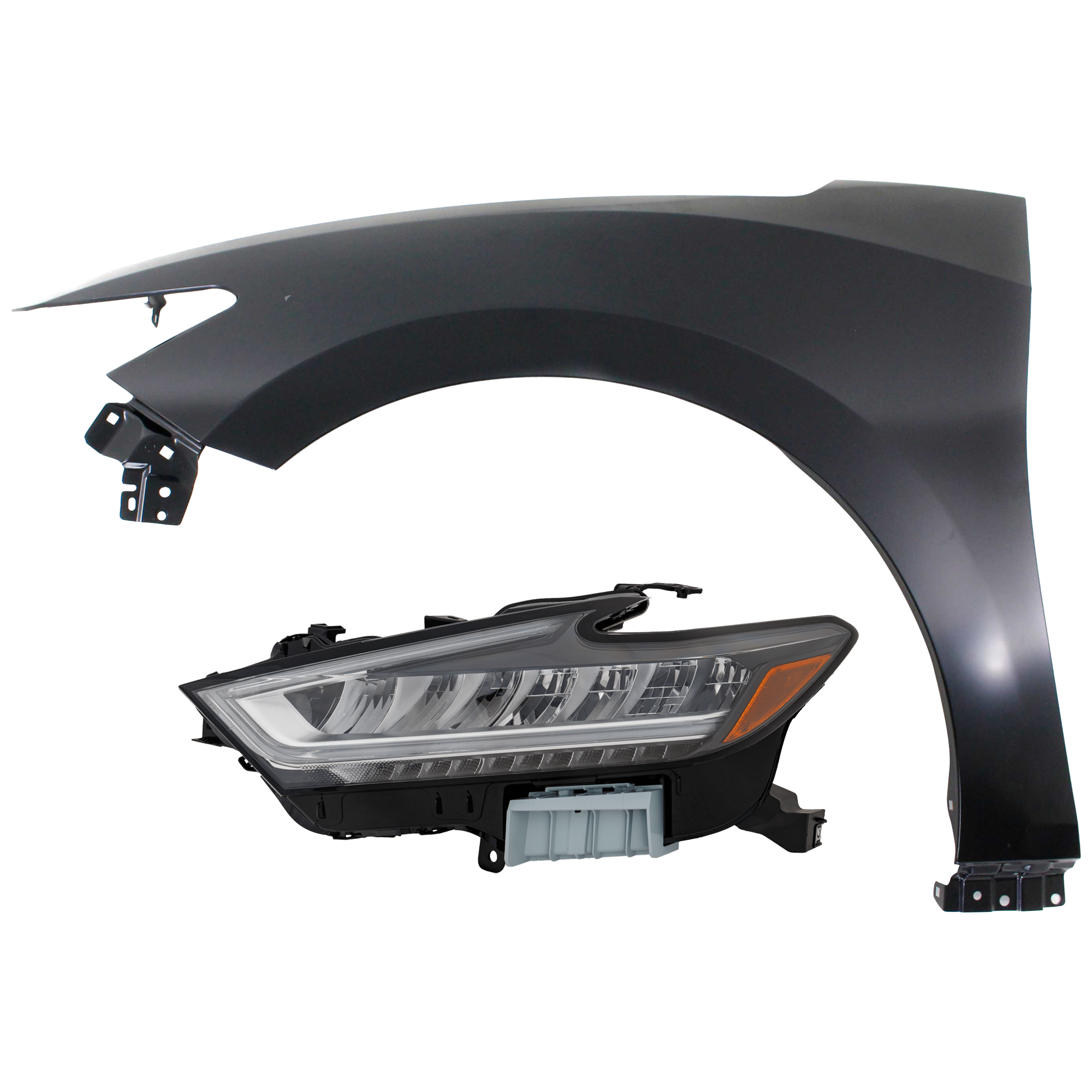 AM MAXIMA 19-23 HEAD LAMP LH 2 pc Kit Assembly LED with Fender CAPA SKU KIT 071126-317 Partslink NI2502269C NI1240224C OEM 260609DJ0B 631014RA0A
