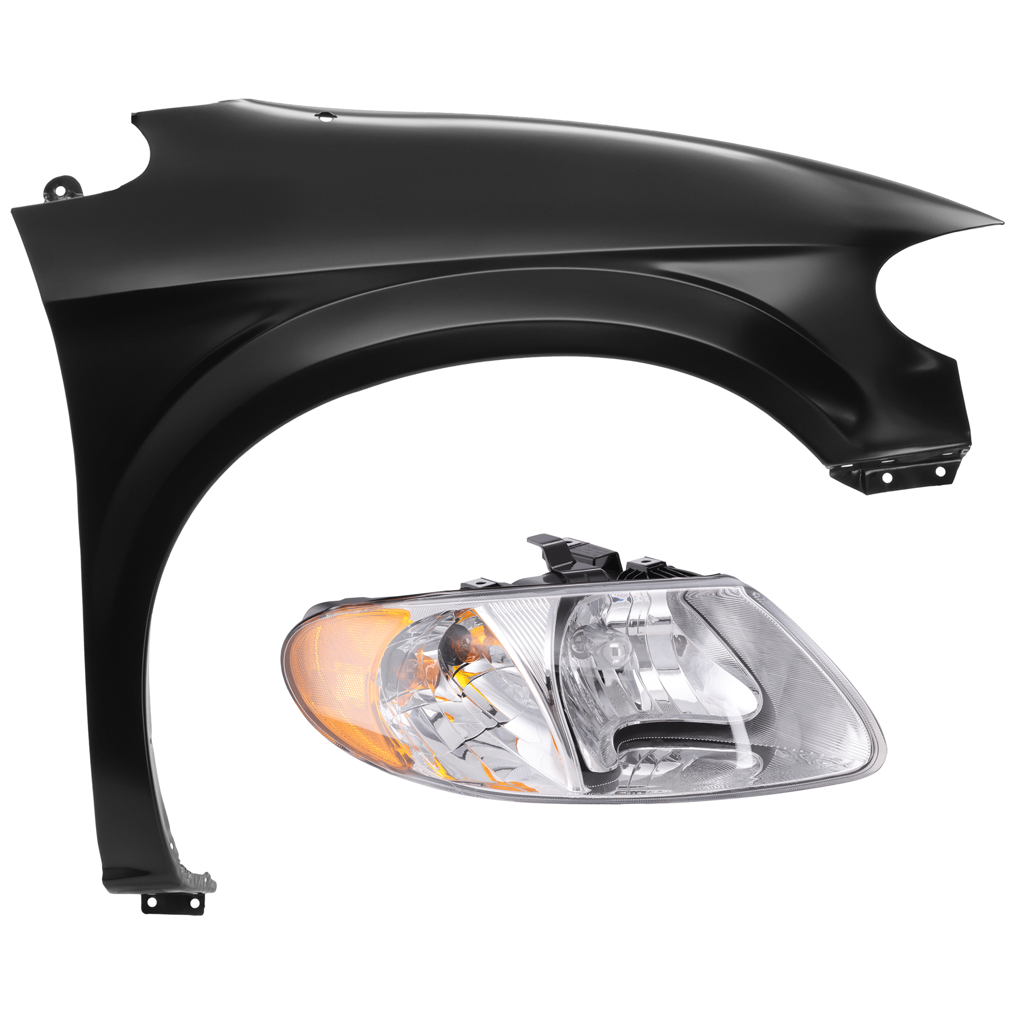 AM GRAND CARAVAN TOWN COUNTRY 01-07 HEAD LAMP RH 2 pc Kit Assembly Halogen with Fender CAPA SKU KIT 071126-31 Partslink CH1241228C OEM 4857700AC 5018442AB