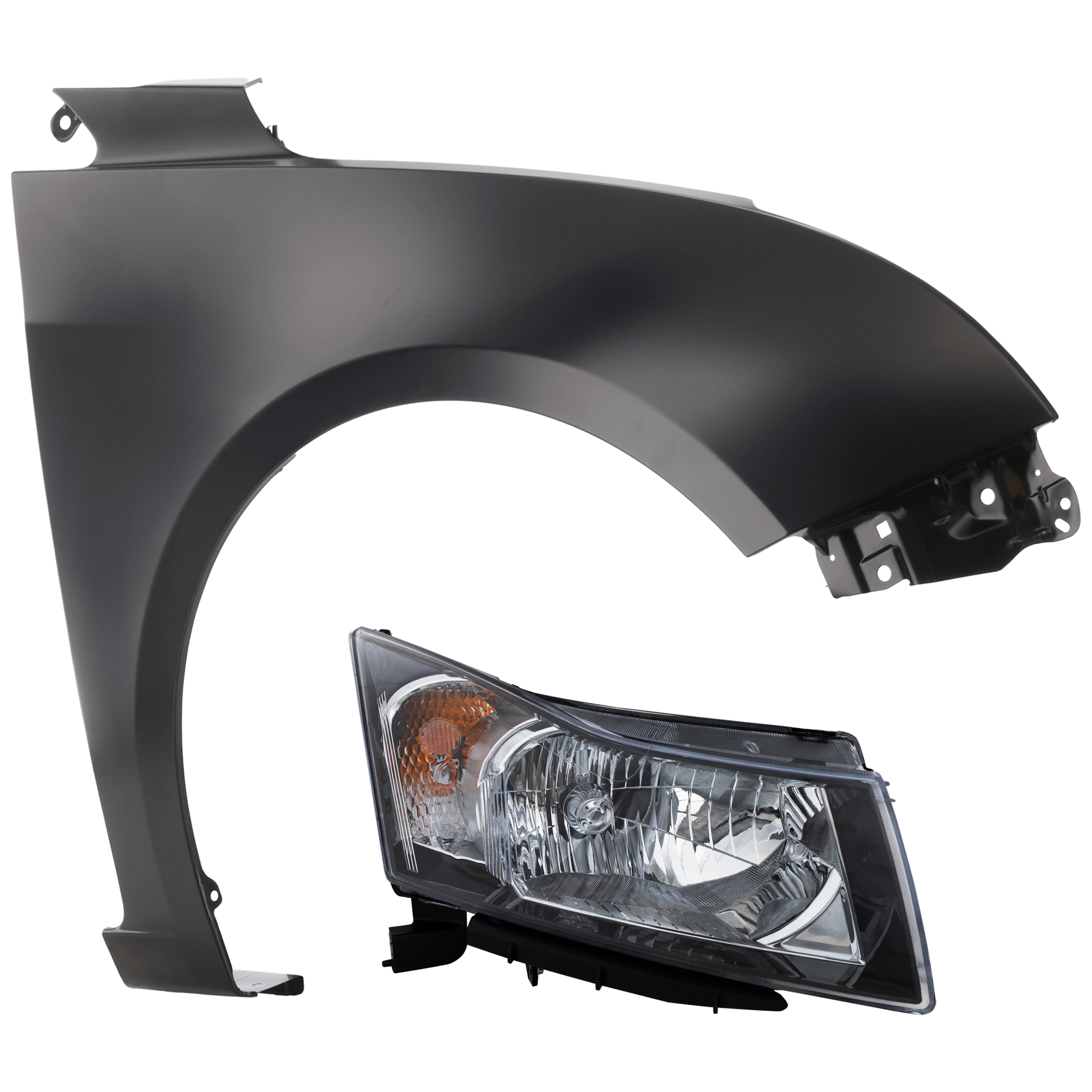 AM CRUZE 12-15 CRUZE LIMITED 16-16 HEAD LAMP RH 2 pc Kit Assembly Halogen with Fender SKU KIT 071126-320 Partslink GM2503361 GM2503356 GM1241370 OEM 95291964-95900042-95092195