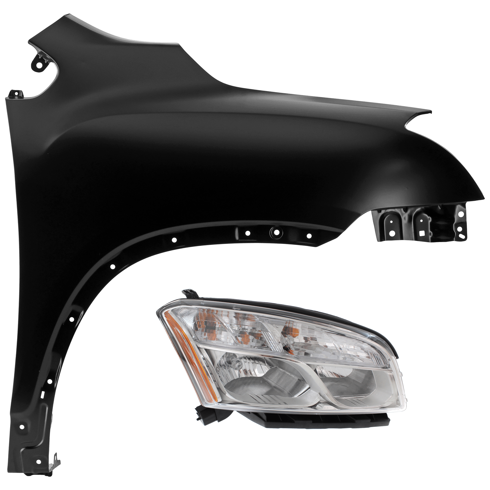 AM TRAX 13-16 HEAD LAMP RH 2 pc Kit Assembly Halogen with Fender CAPA SKU KIT 071126-321 Partslink GM2503401C GM1241386C OEM 42435940-95210619