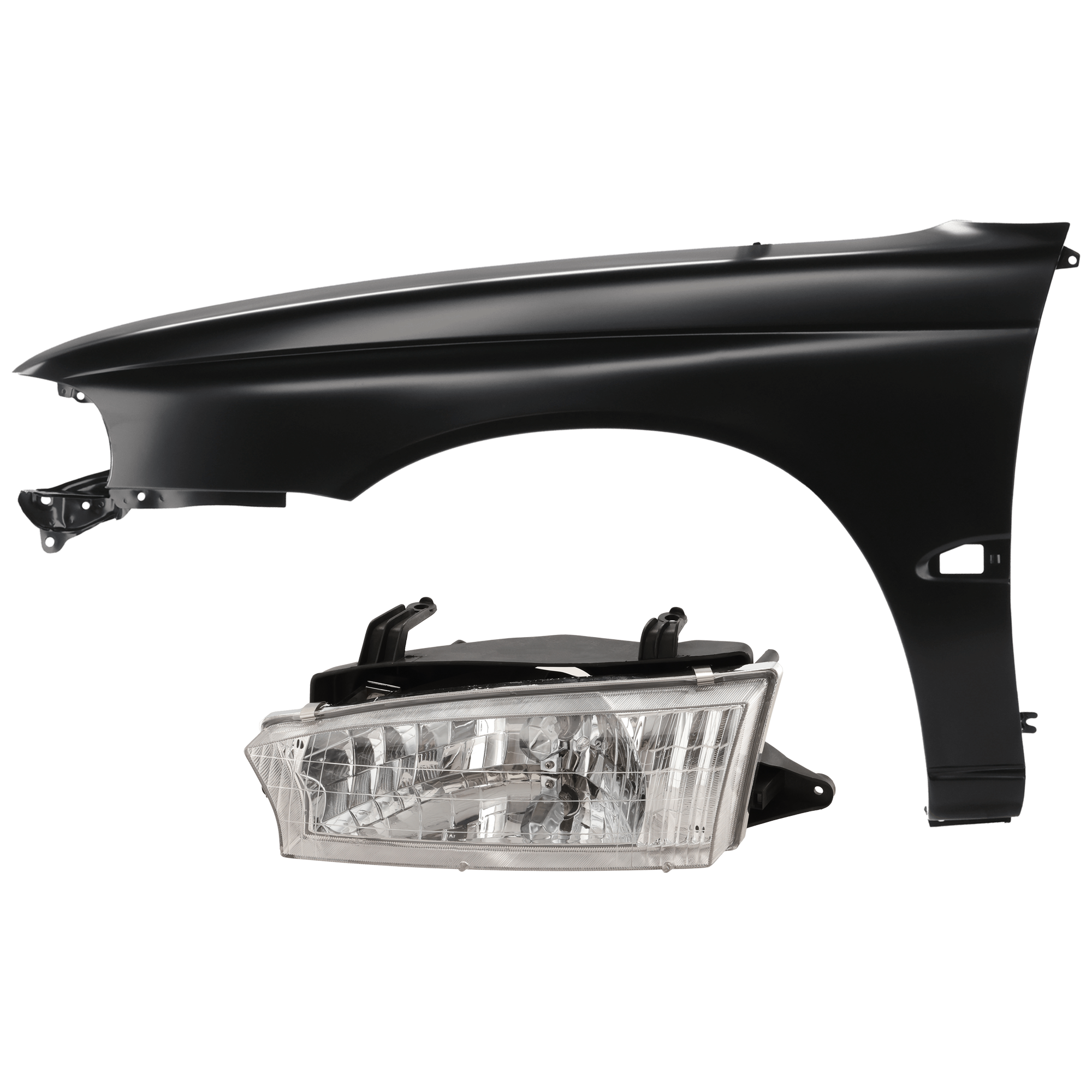 AM LEGACY 97-99 HEAD LAMP LH 2 pc Kit Assembly Halogen with Fender SKU KIT 071126-331 Partslink SU2502103 SU1240112 OEM 84001AC232-57110AC090