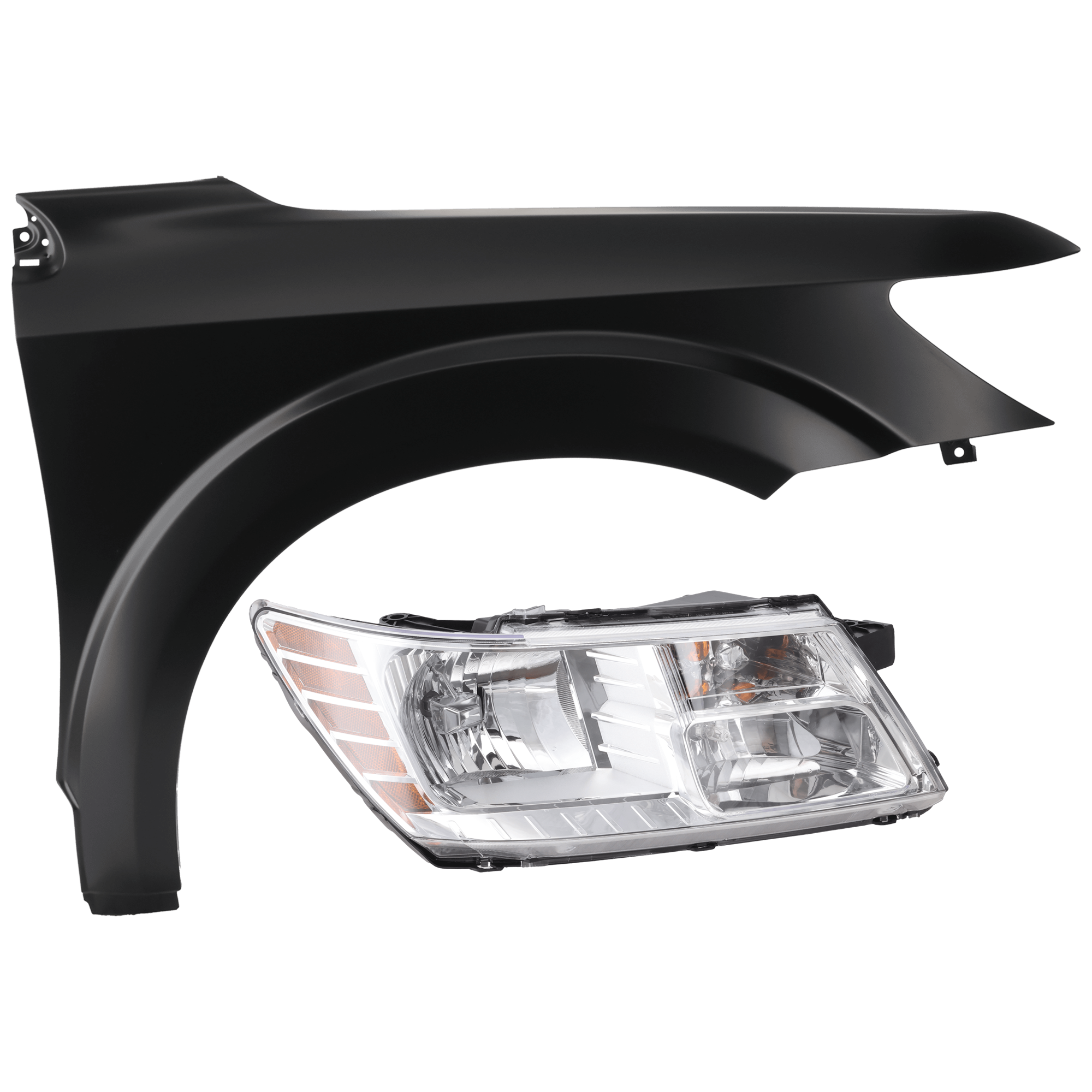AM JOURNEY 09-20 HEAD LAMP RH 2 pc Kit Assembly Halogen with Fender CAPA SKU KIT 071126-339 Partslink CH1241270C OEM 5116288AD PFM 5116288AC PFM 50