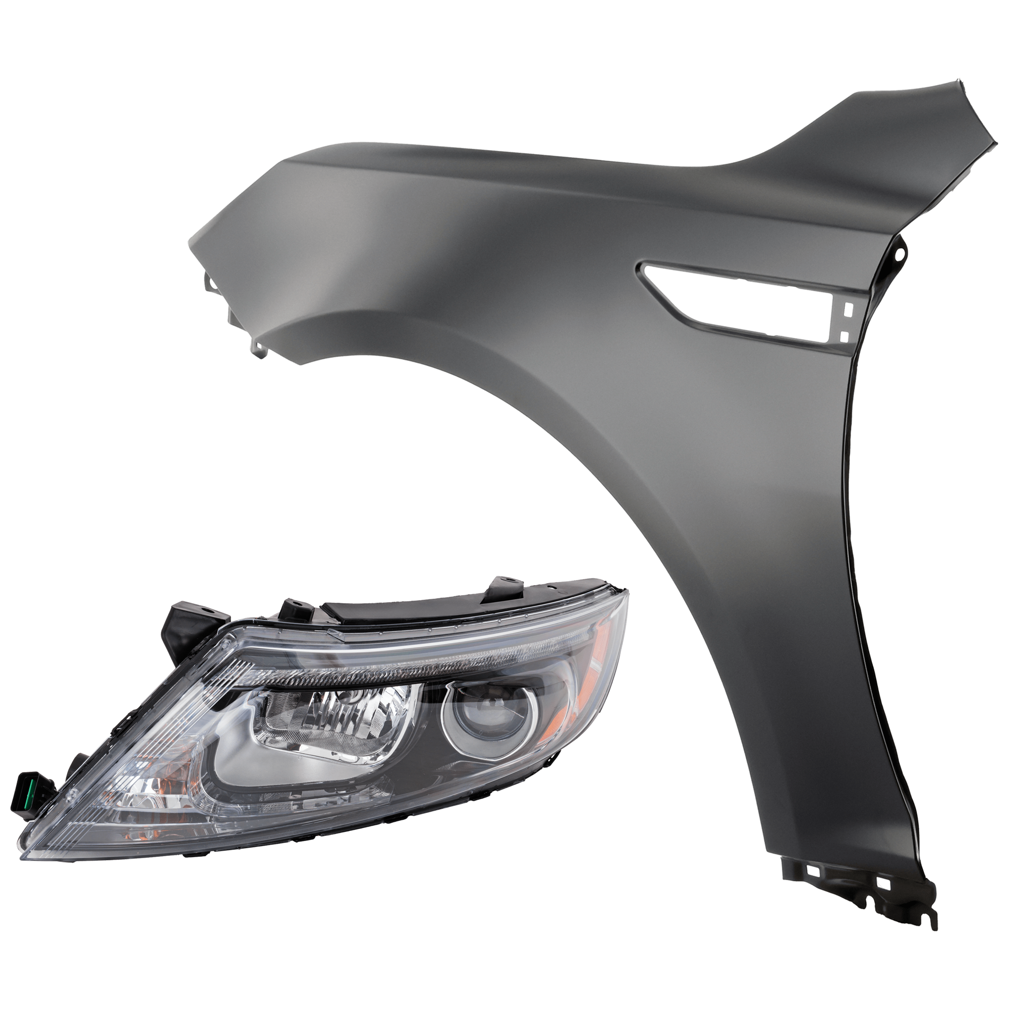 AM OPTIMA 14-15 HEAD LAMP LH 2 pc Kit Assembly HID Xenon with Fender CAPA SKU KIT 071126-340 Partslink KI2502178C KI1240134C OEM 921012T560-663112T000