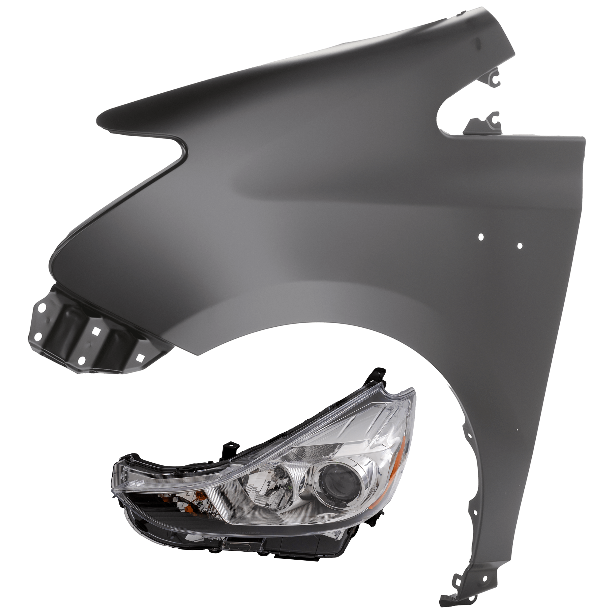 AM PRIUS V 15-18 HEAD LAMP LH 2 pc Kit Assembly Halogen with Fender SKU KIT 071126-40 Partslink TO1240255 OEM 8117047650 PFM 5380247080