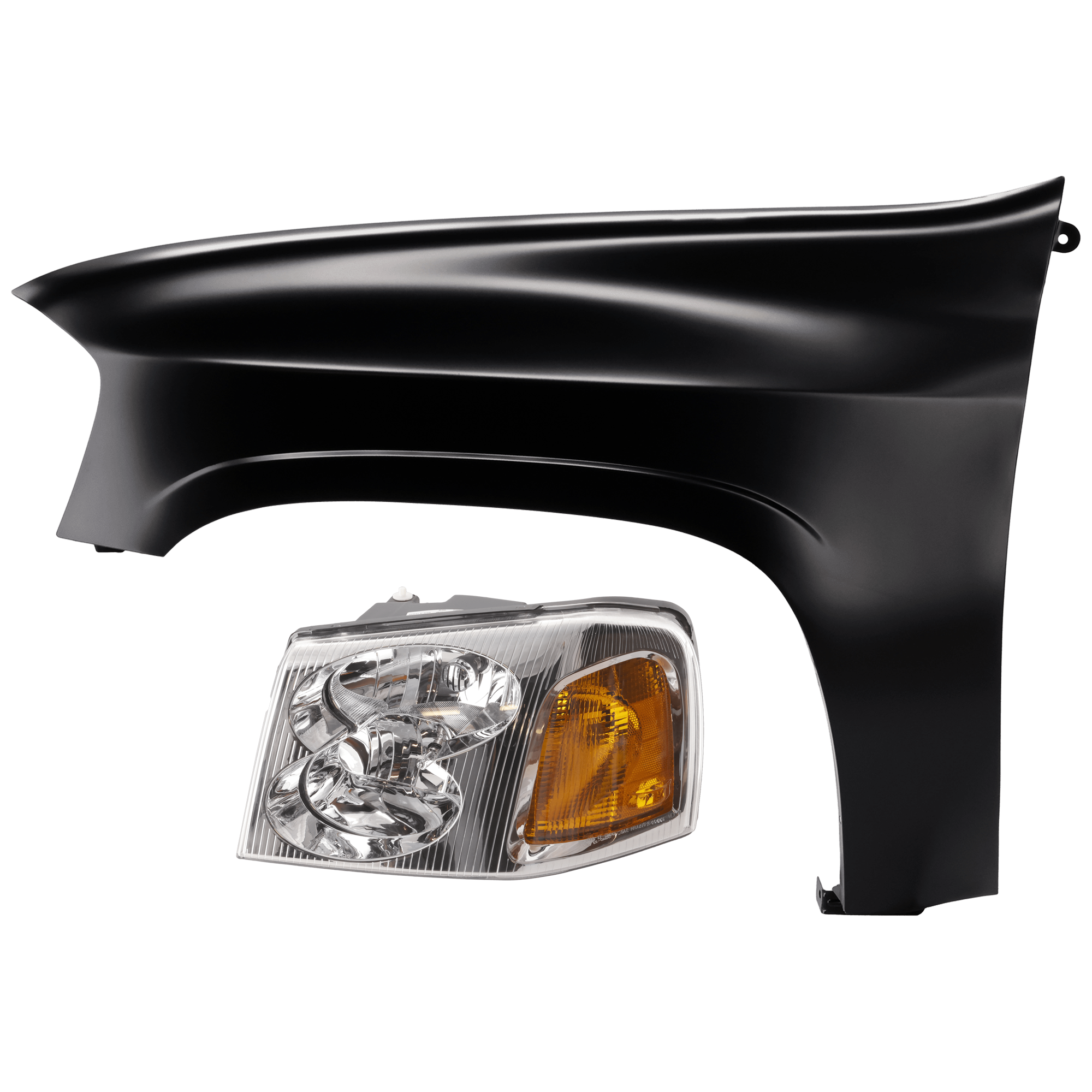 AM ENVOY 02-09 HEAD LAMP LH 2 pc Kit Assembly Halogen with Fender SKU KIT 071126-42 Partslink GM2502220 GM1240304 OEM 15866071-12477995