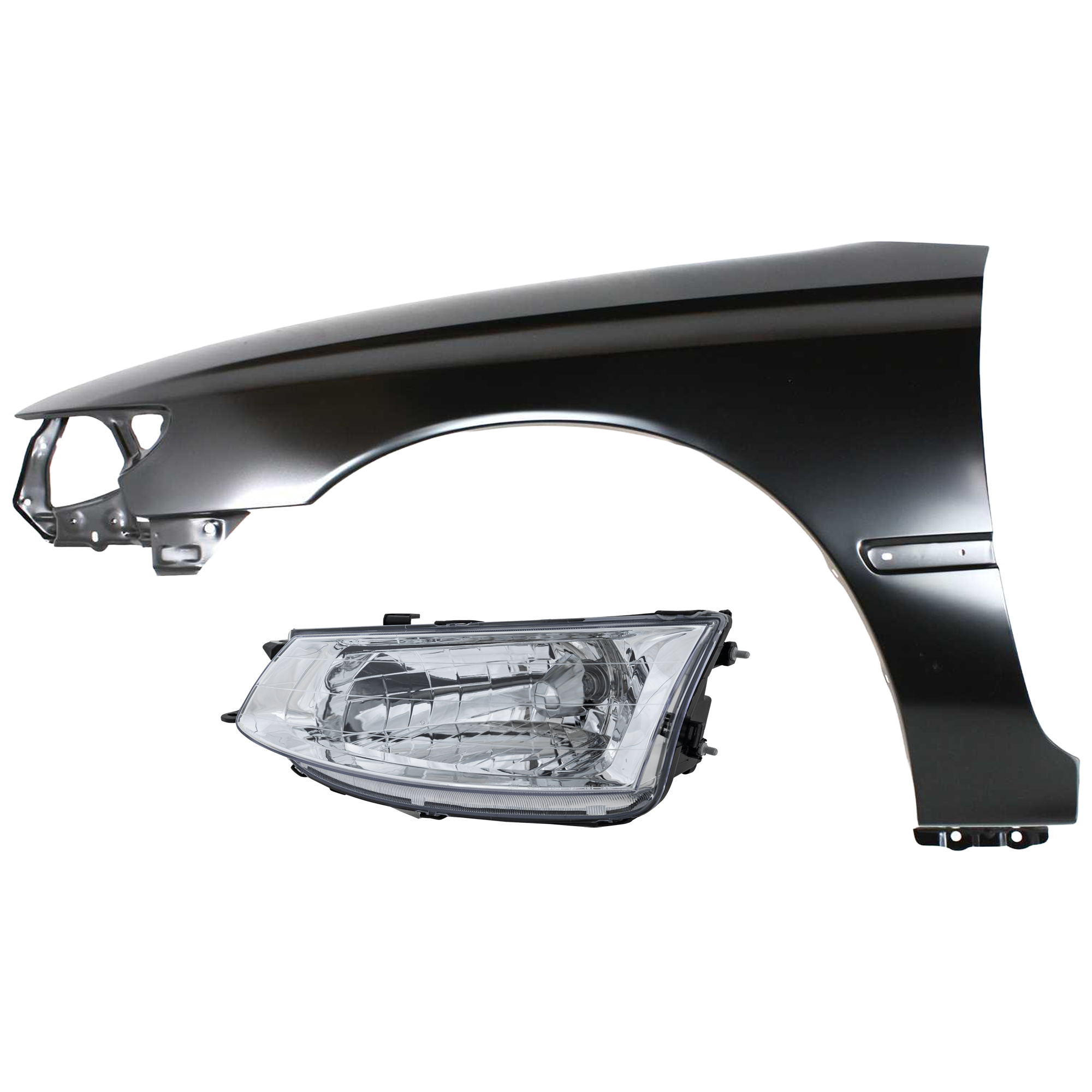 AM SOLARA 99-01 HEAD LAMP LH 2 pc Kit Assembly Halogen with Fender SKU KIT 071126-44 Partslink TO2502131 TO1240175 OEM 8115006050-5380206050