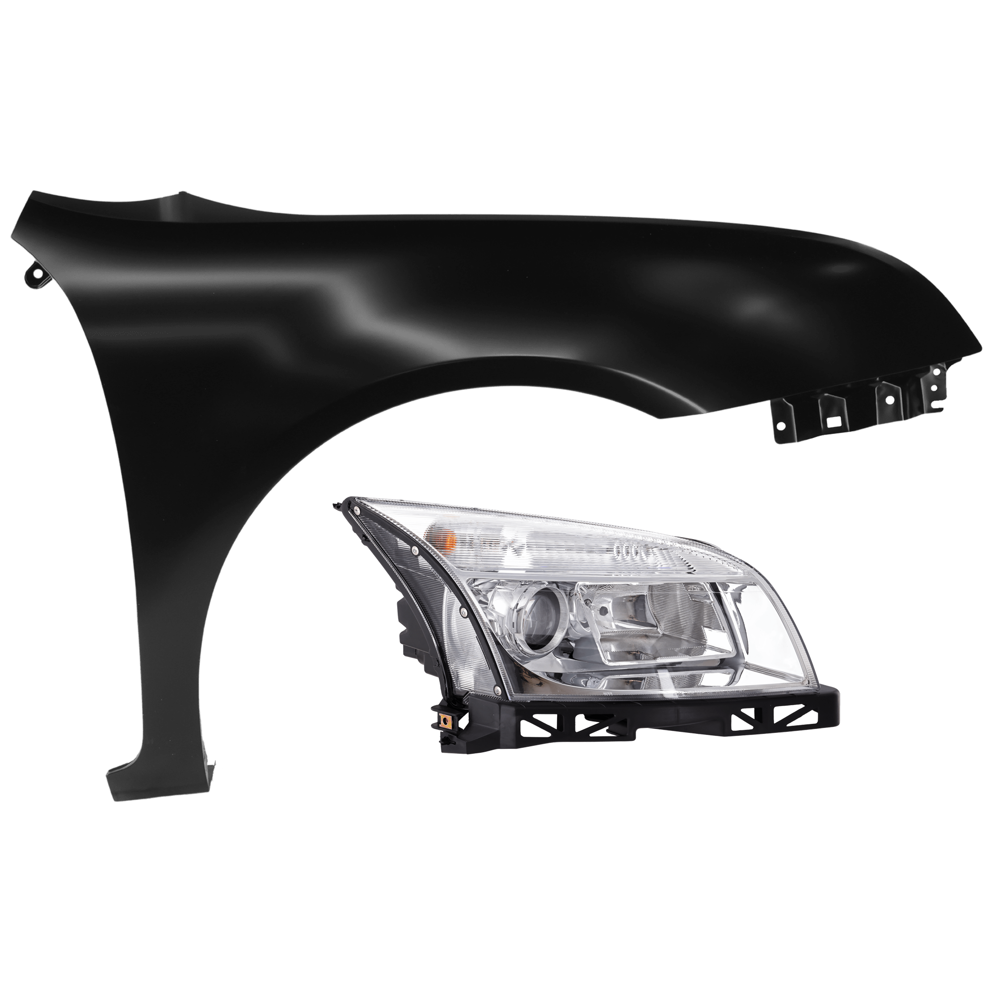 AM MILAN 06-09 HEAD LAMP RH 2 pc Kit Assembly Halogen with Fender SKU KIT 071126-46 Partslink FO2503235 FO1241251 OEM 6N7Z13008AC 6E5Z16005AA