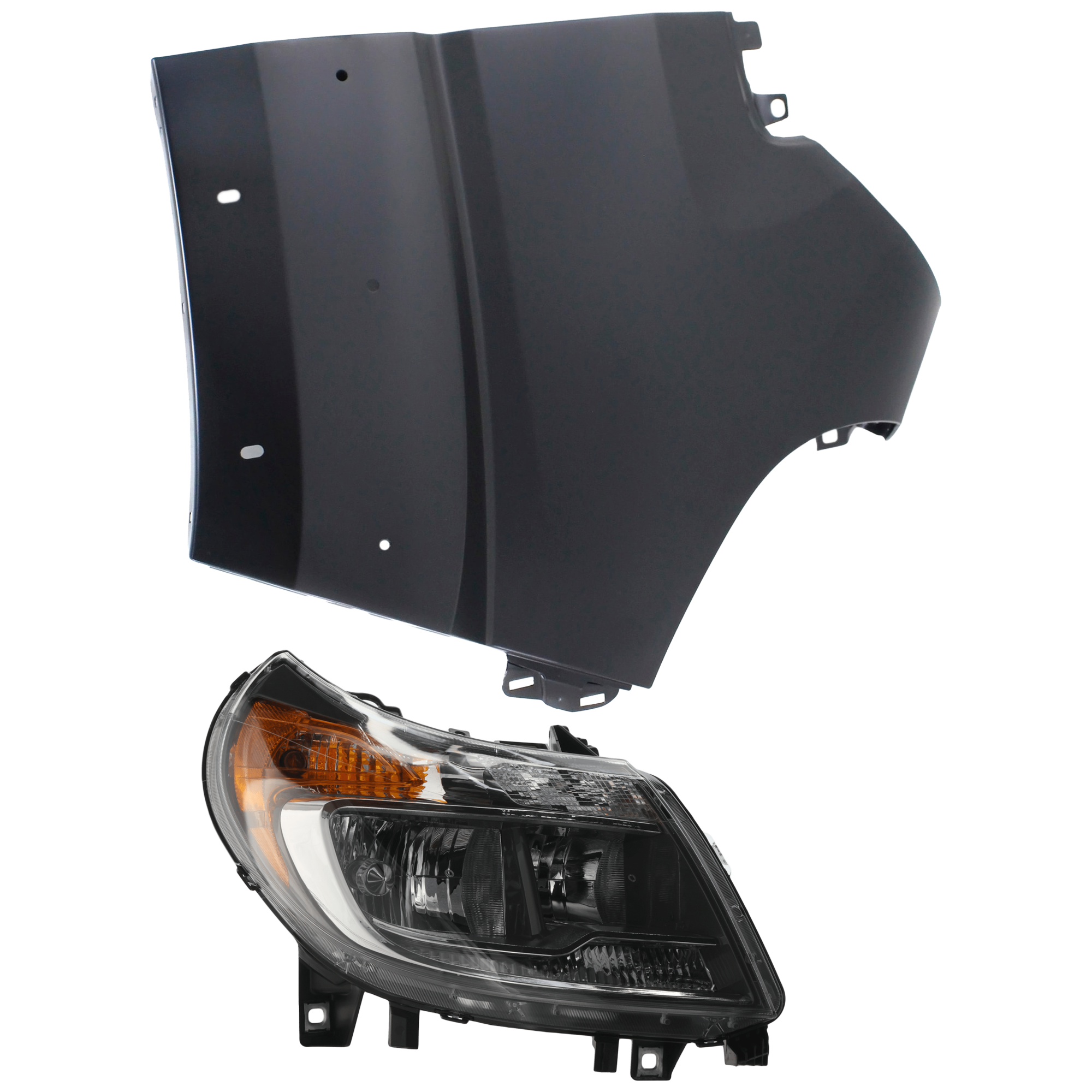 AM PROMASTER VAN 14-22 HEAD LAMP RH 2 pc Kit Assembly Halogen with Fender CAPA SKU KIT 071126-58 Partslink CH1241286C CH2503254C OEM 4725944AK 4725944AJ 68213477AB