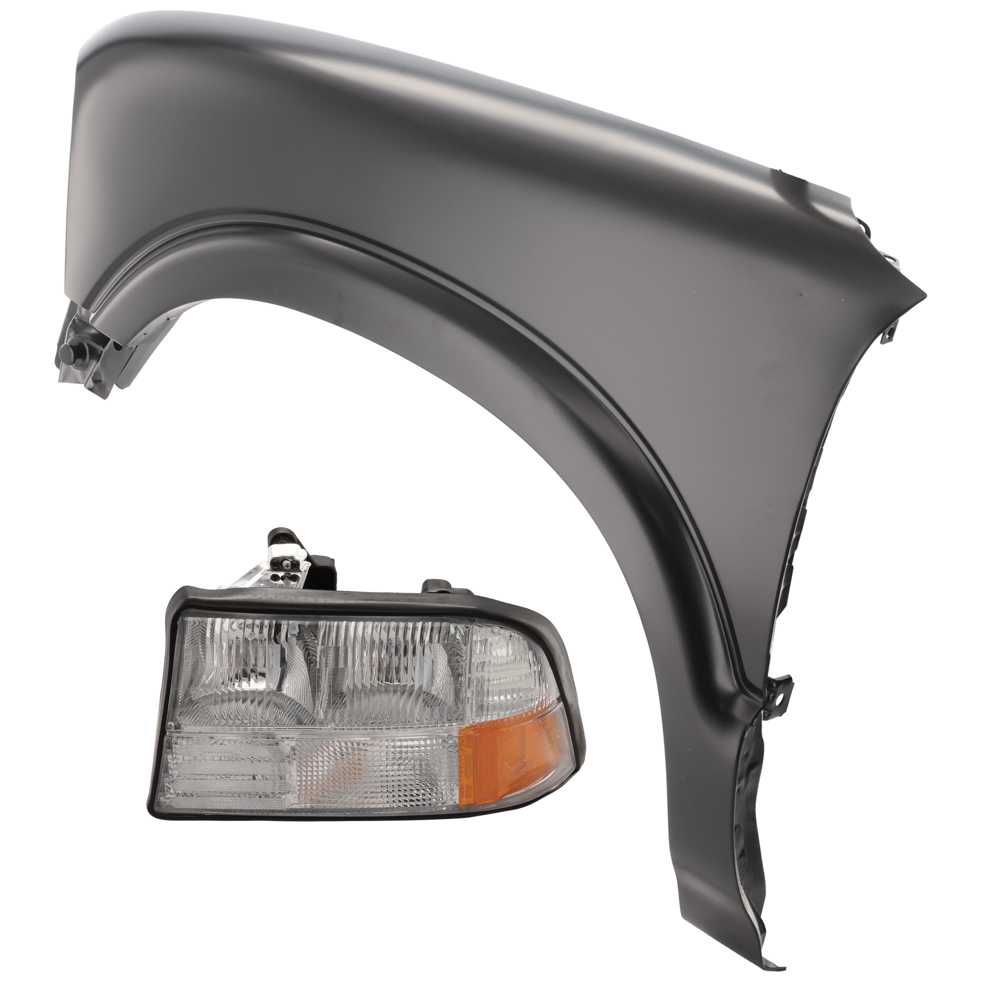 AM JIMMY 98-05 SONOMA 98-04 HEAD LAMP LH 2 pc Kit Assembly Halogen with Fender SKU KIT 071126-62 Partslink GM2502174 GM1240184 OEM 16526227-12377871