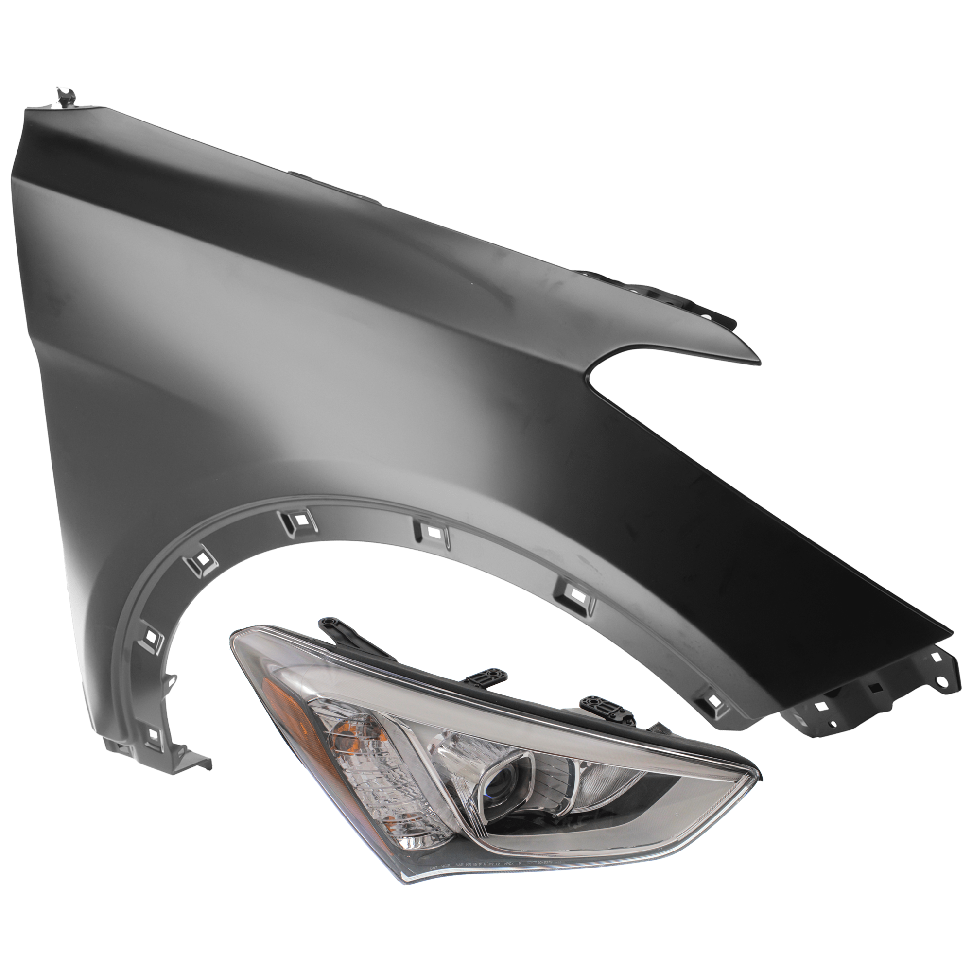 AM SANTA FE SPORT 13-16 HEAD LAMP RH 2 pc Kit Assembly Halogen with Fender SKU KIT 071126-83 Partslink HY2503169 HY1241160 HY1241159 OEM 921024Z010-66320B8000-663204Z0