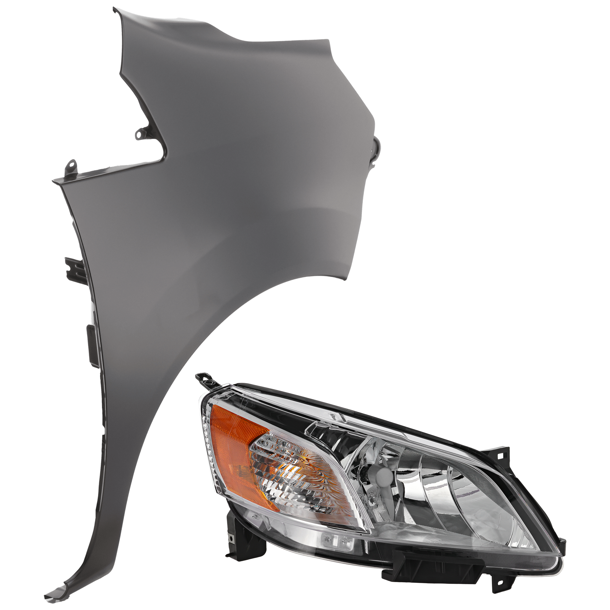 AM NV200-13-21 HEAD LAMP RH 2 pc Kit Assembly Halogen with Fender CAPA SKU KIT 071126-85 Partslink NI1241213C NI2503225C OEM 260103LM0A F31003LMMC
