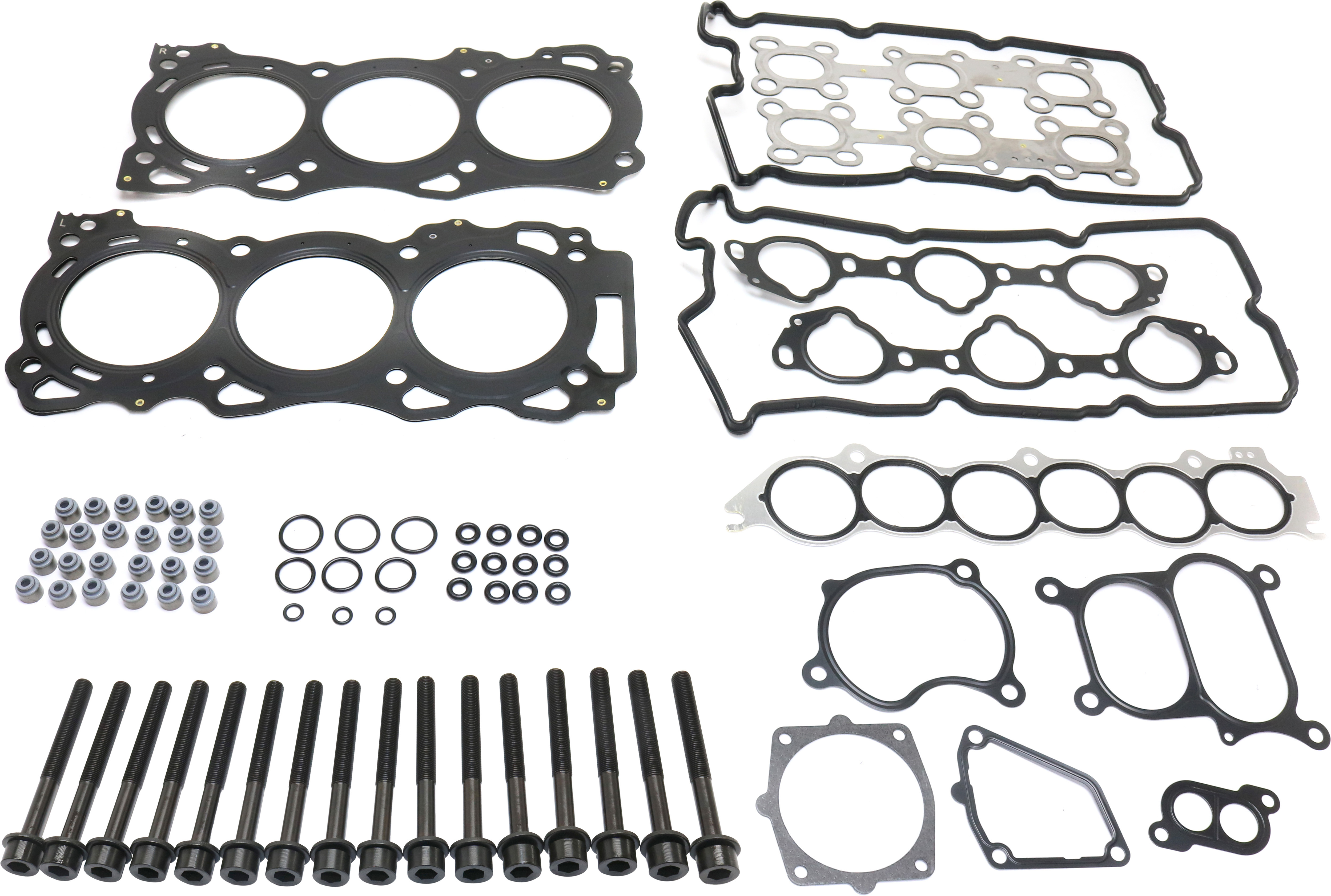 AM ALTIMA 02-06 QUEST 04-09 HEAD GASKET SET 17 pc Kit 6 Cyl 3.5L DOHC 24 Valves VQ35DE Engine w Cylinder Head Bolt Cylinder Head Gasket SKU KIT 071218-12
