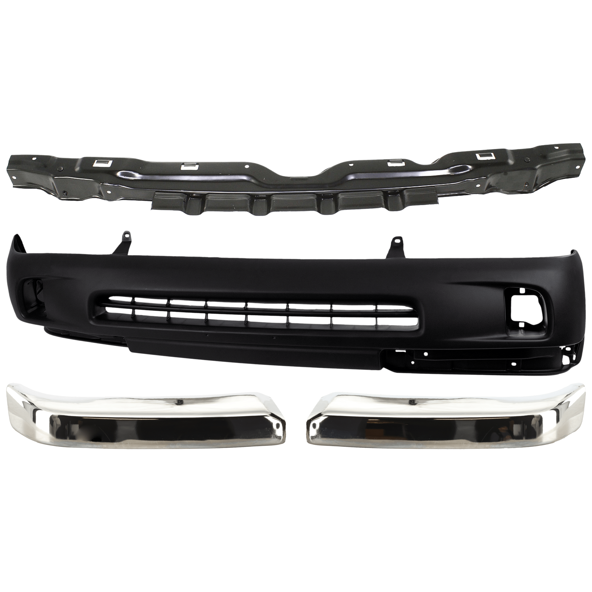 AM TACOMA 98-00 FRONT BUMPER COVER 4 pc kit Primed with Bumper End and Bumper Reinforcement SKU KIT 071224-02 Partslink TO1005165 TO1004165 TO1025104 OEM 5391104090 PFM 5210204010-5210
