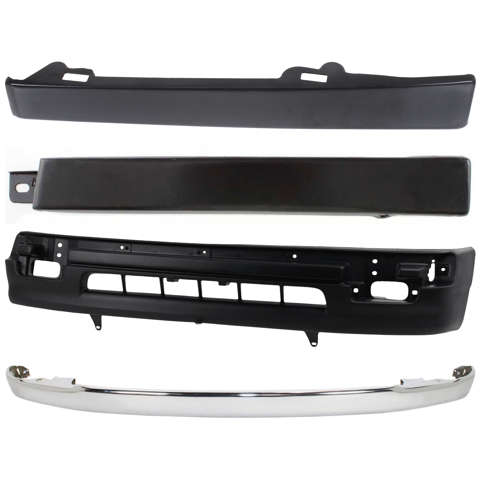 AM TACOMA 98-00 FRONT BUMPER MOLDING RH=LH 4 pc kit Chrome with Bumper Filler and Valance SKU KIT 071224-03 Partslink TO1002165 TO1088102 TO1089102 TO1095171 OEM 5210104090-5251335040-52512350