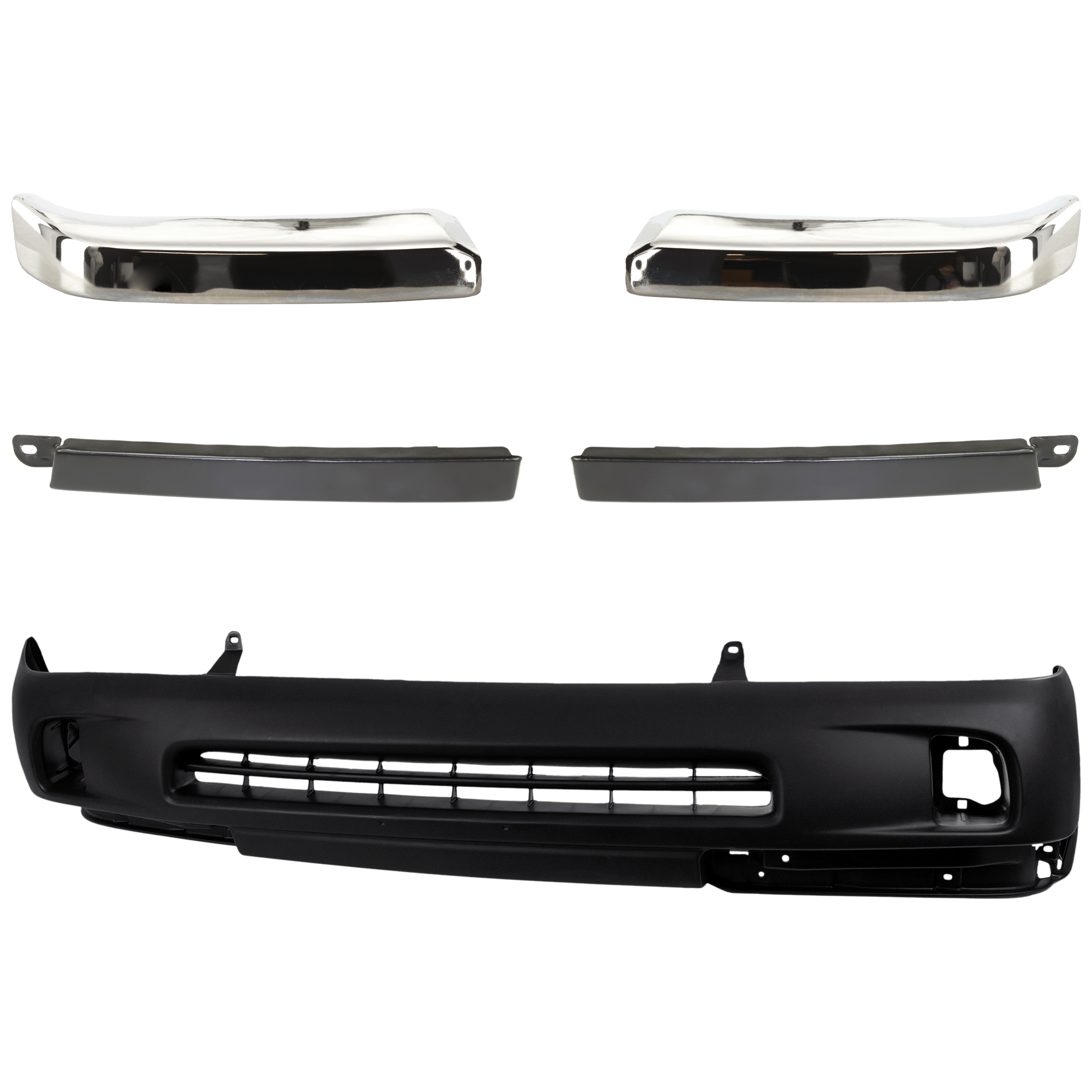 AM TACOMA 98-00 FRONT BUMPER COVER 5 pc kit Primed with Bumper End and Bumper Filler SKU KIT 071224-09 Partslink TO1005165 TO1004165 TO1089104 TO1088104 OEM 5391104090 PFM 5210204010-5210