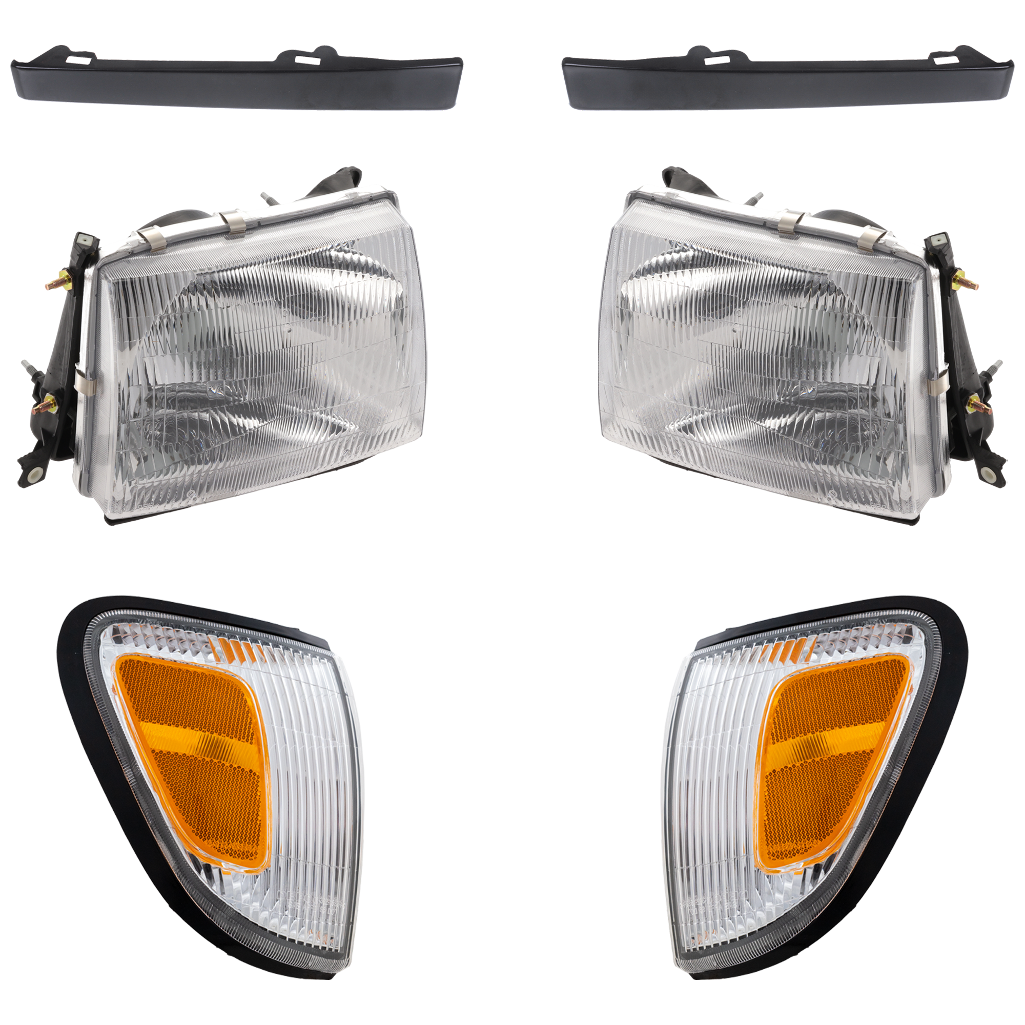 AM TACOMA 97-97 HEAD LAMP RH AND LH 6 pc kit with Bulb s Halogen with Bumper Filler and Corner Light SKU KIT 071224-12 Partslink TO2502120 TO2503120 TO1089102 TO1088102 TO2521154 TO2520154 OEM 8111004090-8115004090-52512350