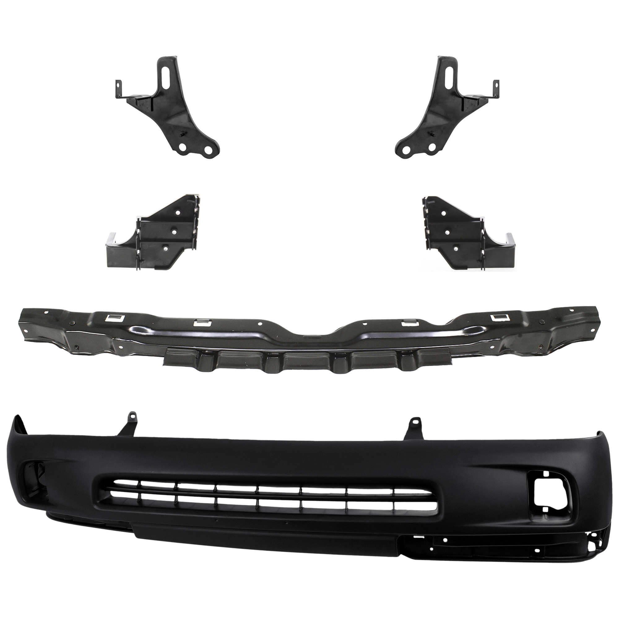 AM TACOMA 98-00 FRONT BUMPER COVER 6 pc kit Primed with Bumper Bracket Bumper Reinforcement and Bumper Reinforcement Bracket SKU KIT 071224-13 Partslink TO1043104 TO1042104 TO1025104 TO1066129 TO1067129 OEM 5391104090 PFM 5211535080-5211