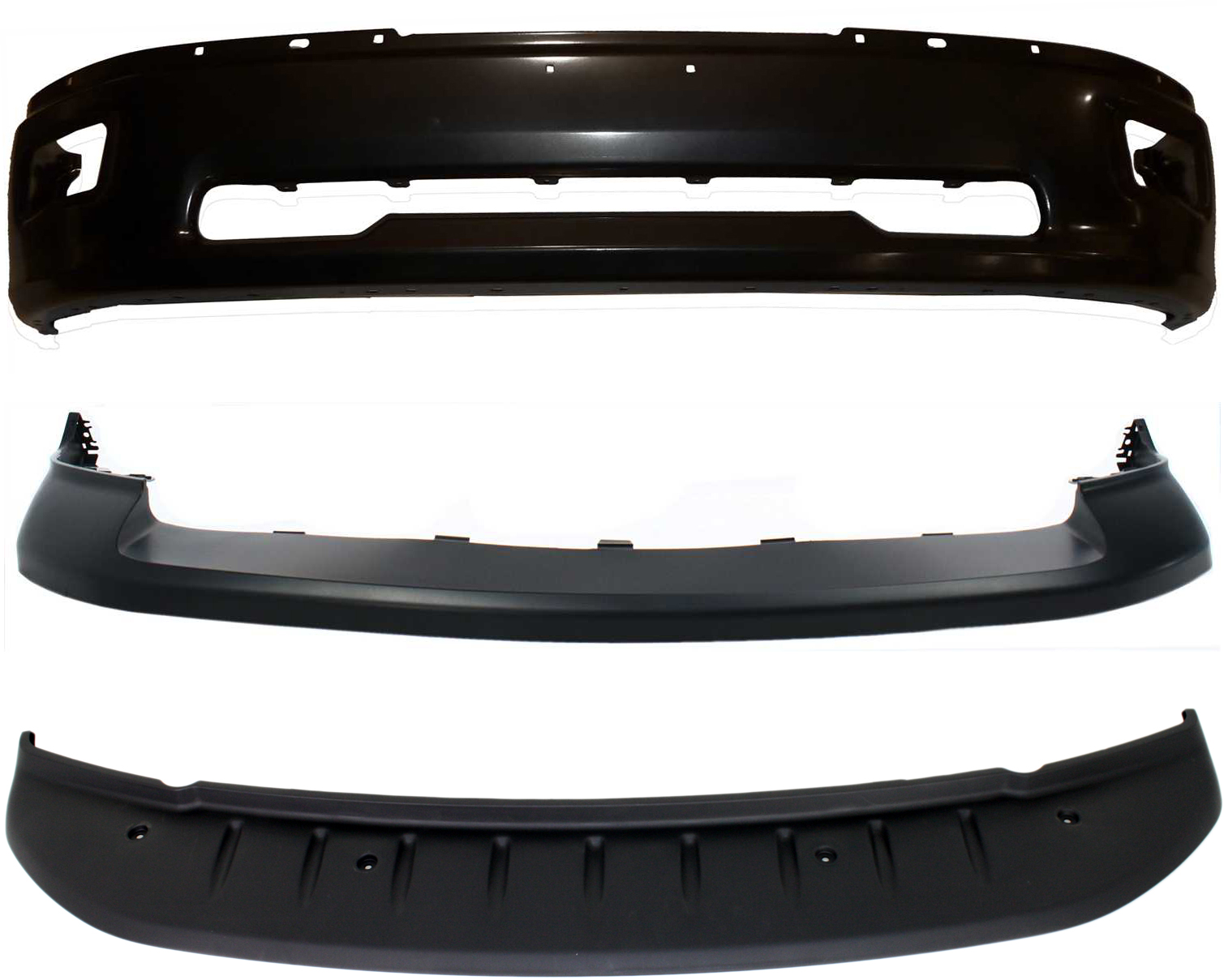 AM RAM FULL SIZE P U 09-12 FRONT BUMPER COVER Upper Primed 3 pc Kit with Air DamBumper SKU KIT 071317-10 Partslink CH1014101 CH1002384 CH1090133 OEM 1JL39TZZAA 68206067AA 55112609