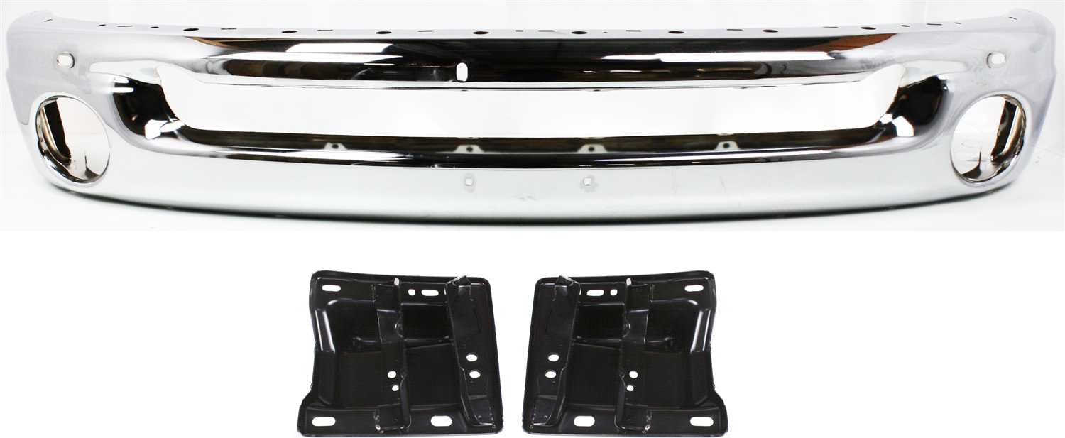 AM RAM 1500-02-05 FRONT BUMPER Chrome 3 pc kit with Bracket SKU KIT 071317-14 Partslink CH1002383 CH1066131 CH1067131 OEM 55077946AB 55077221AC 55077220