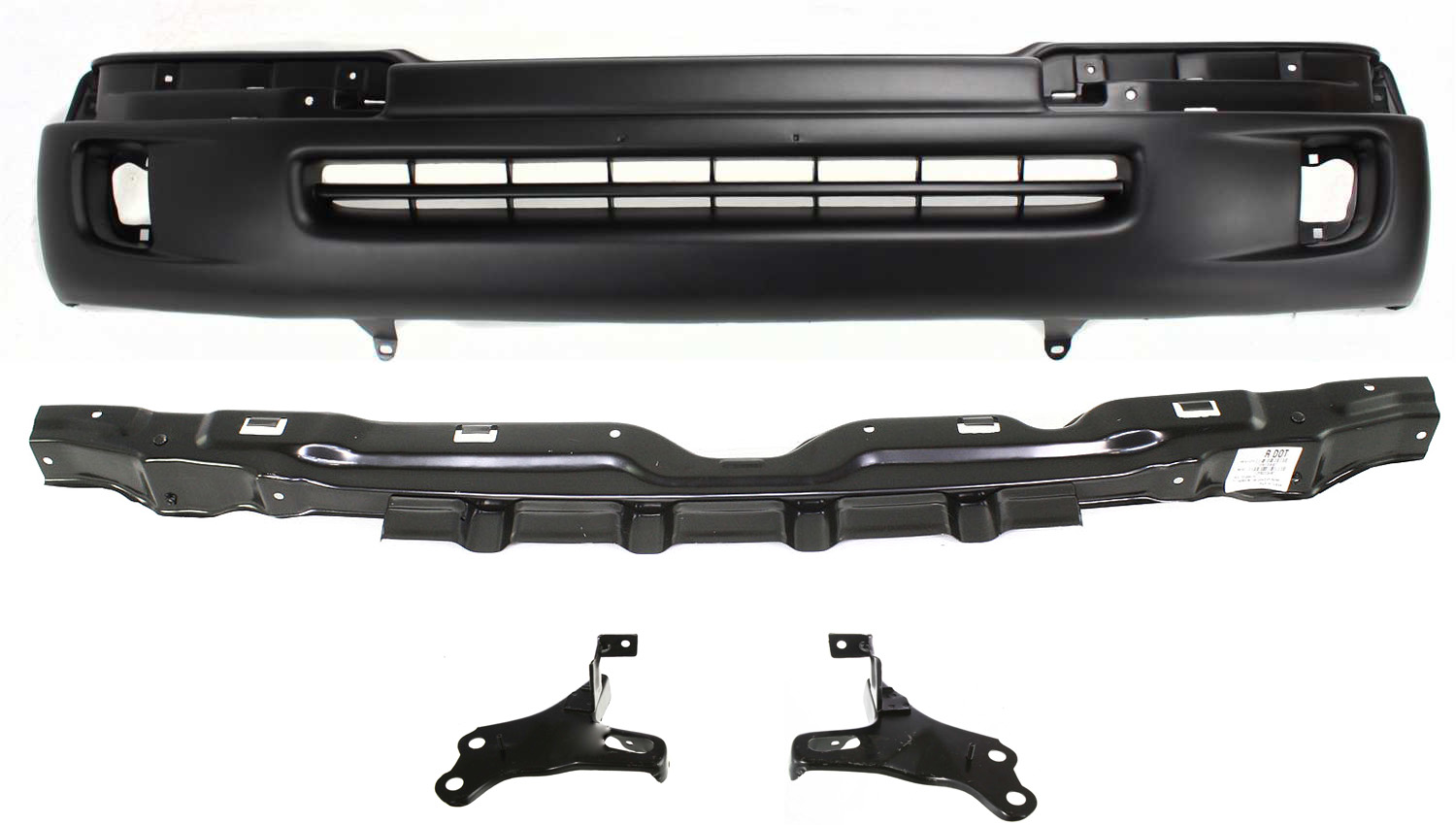 AM TACOMA 98-00 FRONT BUMPER COVER 4 pc Kit with Bumper Reinforcement and Bumper Brackets SKU KIT 071317-26 Partslink TO1025104 TO1066129 TO1067129 OEM 5391104090 PFM 5250604020-5201