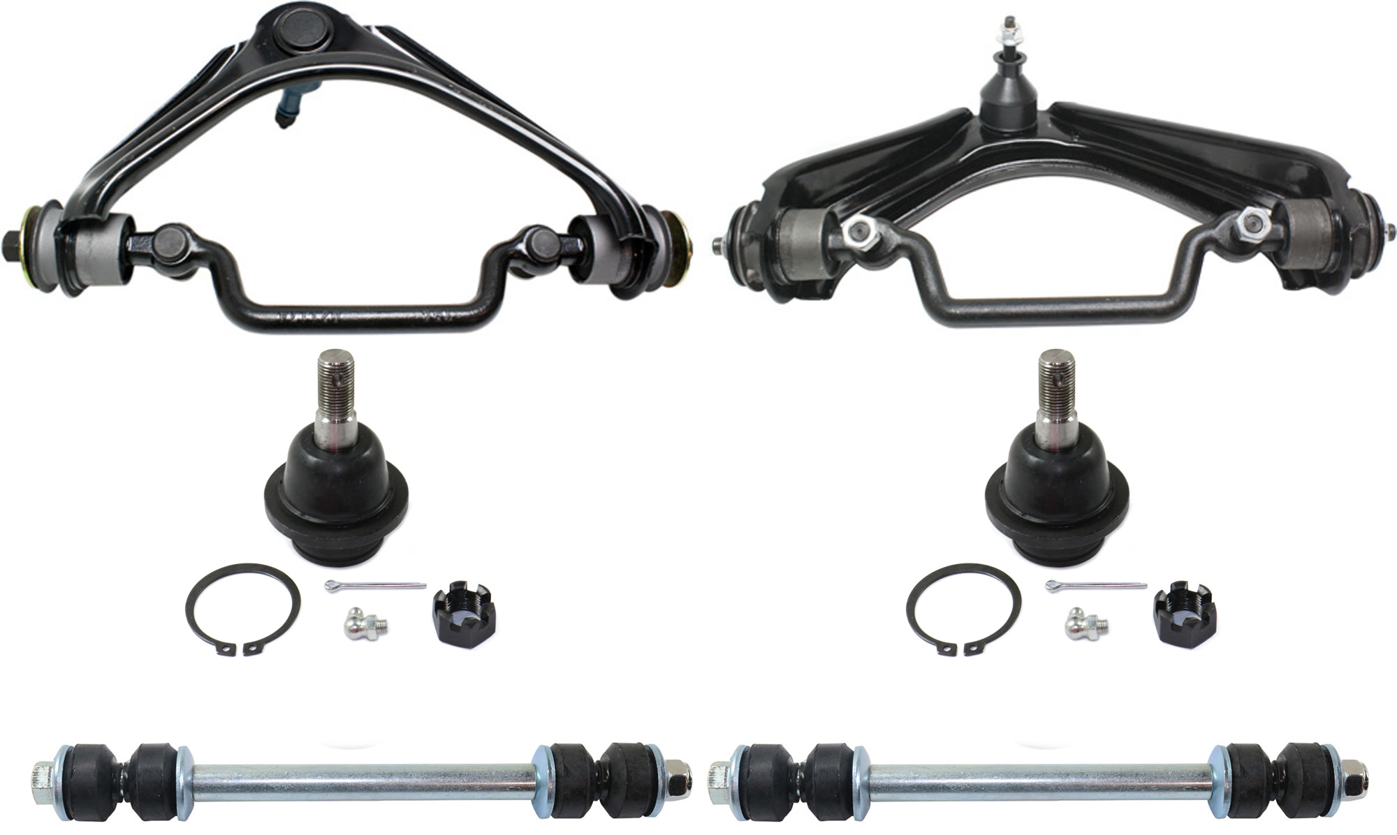 AM EXPLORER 02-05 FRONT CONTROL ARM KIT RH AND LH Upper w ball joint s 6 pc Kit with Ball Joint and Sway Bar Link SKU KIT 071317-33 OEM 104222-285019-1016769-26014