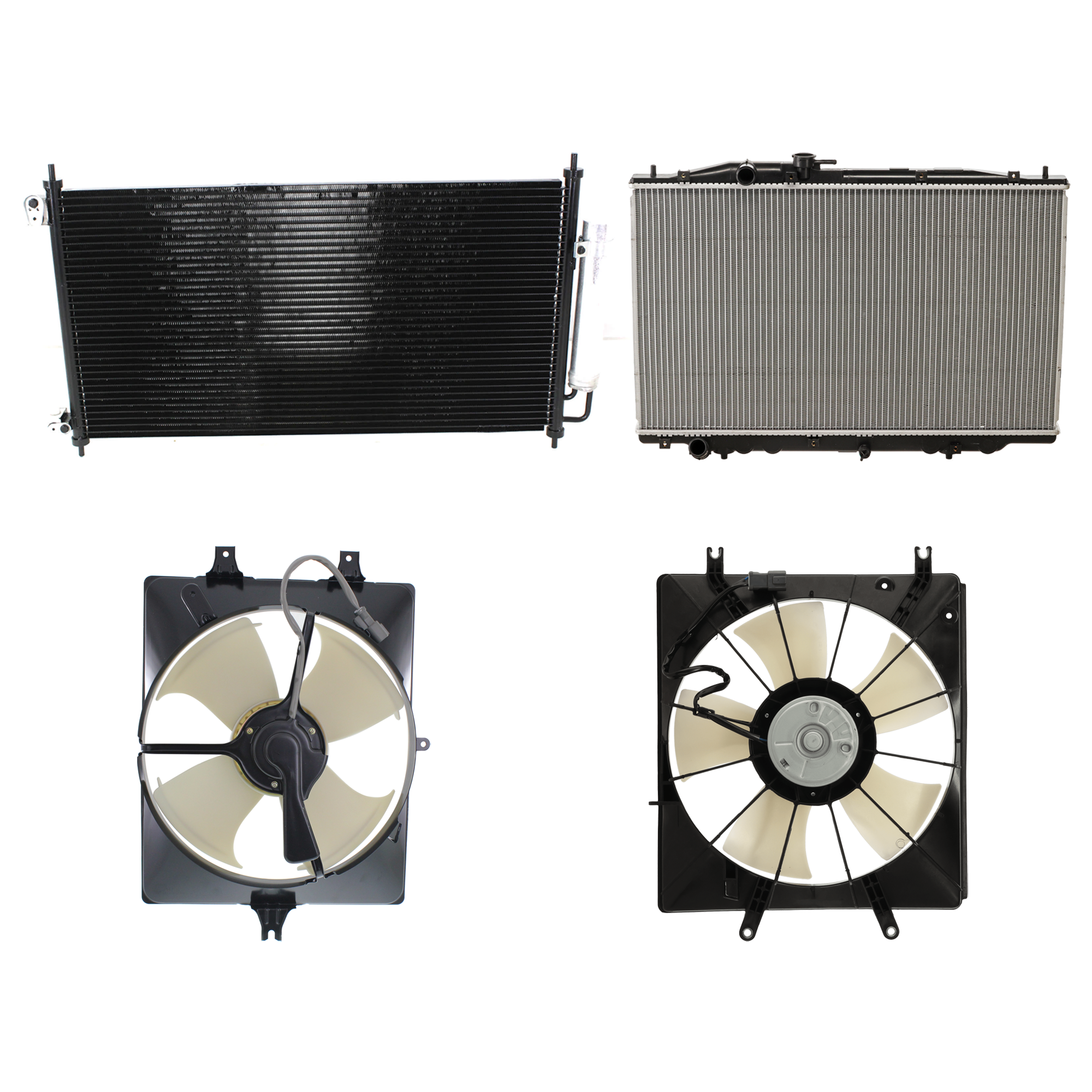 AM TL 04-06 A C CONDENSER RADIATOR COOLING FAN KIT 4 pc kit 3.2L Eng. 6 Cyl. SKU KIT 071324-01 Partslink AC3030120 AC3113107 AC3115109 AC3010138 OEM 80110SEPA01-38615RDAA00-19015R