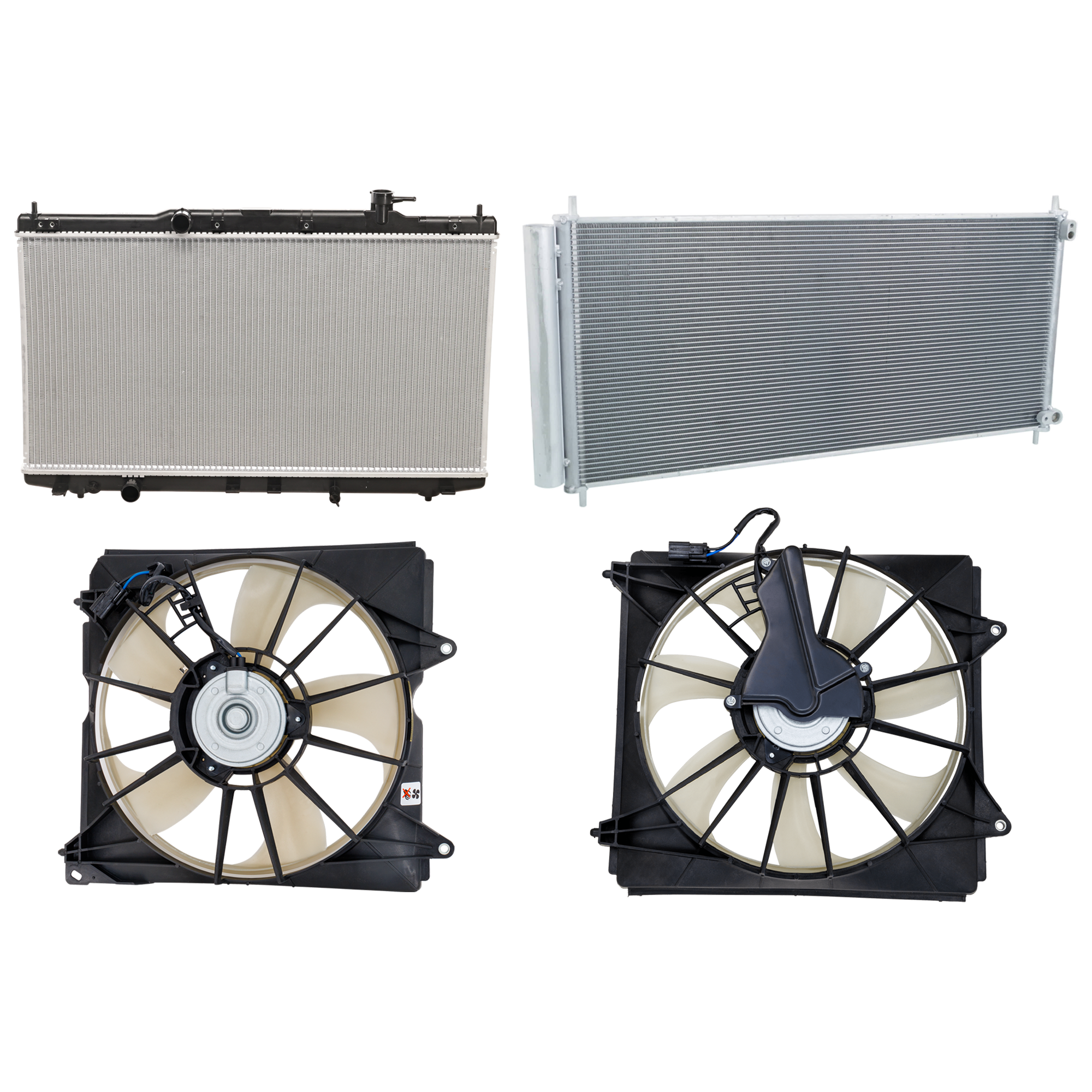 AM TLX 15-20 A C CONDENSER RADIATOR COOLING FAN KIT 4 pc kit 3.5L Eng. 6 Cyl. SKU KIT 071324-06 Partslink AC3030130 AC3115127 AC3113116 HO3010234 OEM 80110TZ3A01-190155J2A01-190305