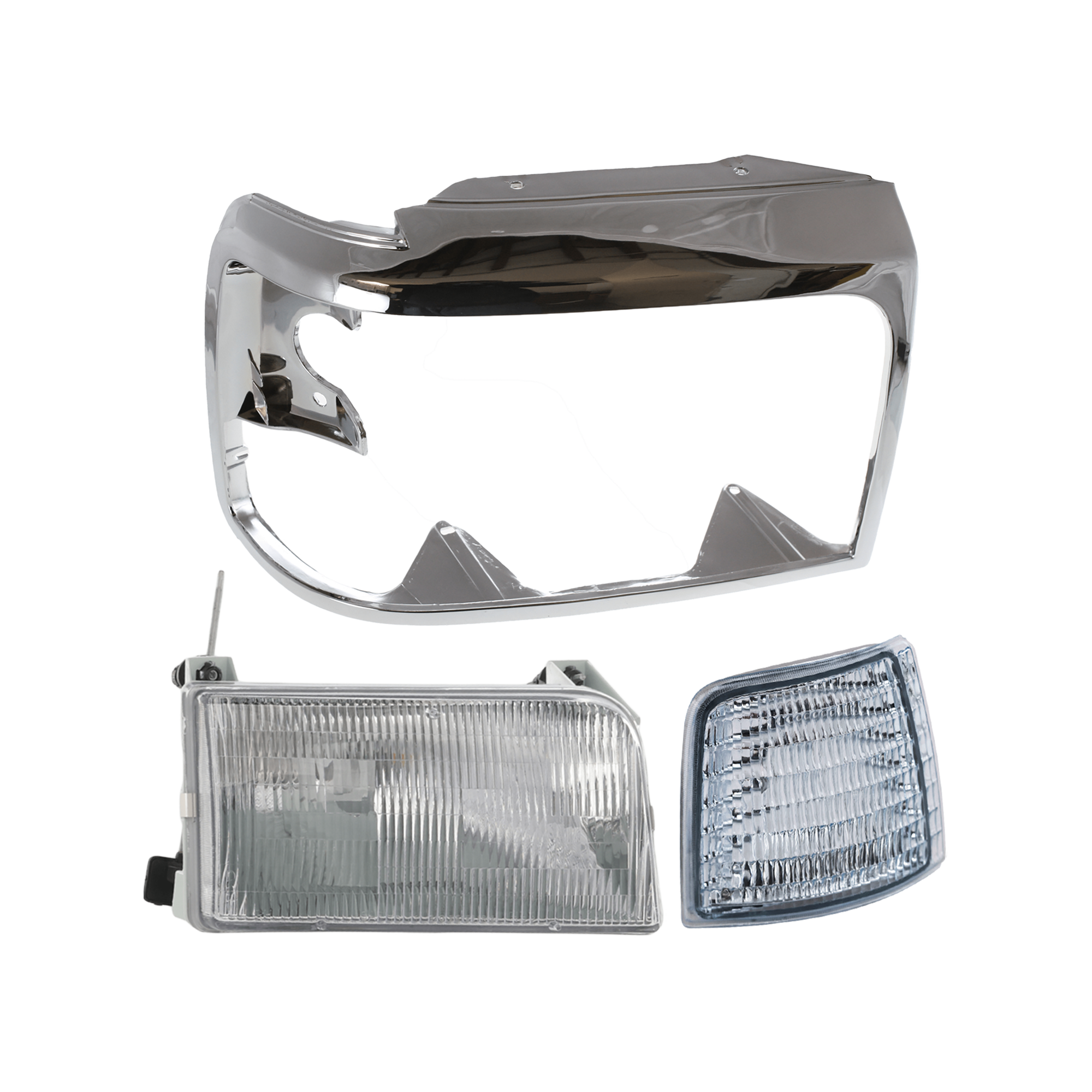 AM F SERIES 92-97 HEAD LAMP RH 3 pc kit Assembly Halogen with Corner Light and Headlight Door SKU KIT 071324-107 Partslink FO2503114 FO2551108 FO2513131 OEM F2TZ13008A F2TZ15A201C F2TZ130