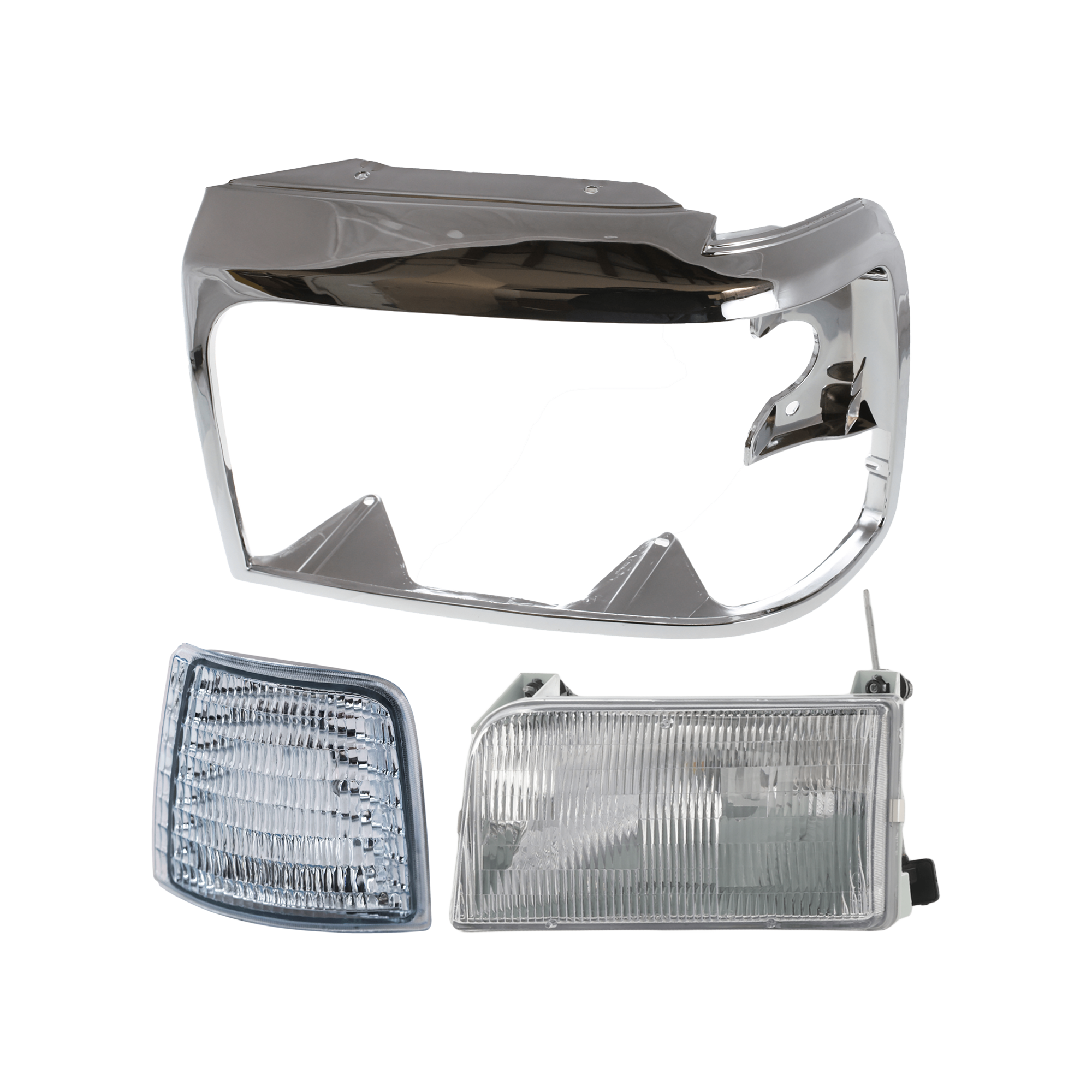 AM F SERIES 92-97 HEAD LAMP LH 3 pc kit Assembly Halogen with Corner Light and Headlight Door SKU KIT 071324-108 Partslink FO2502118 FO2550110 FO2512130 OEM F2TZ13008B F2TZ15A201D F2TZ130