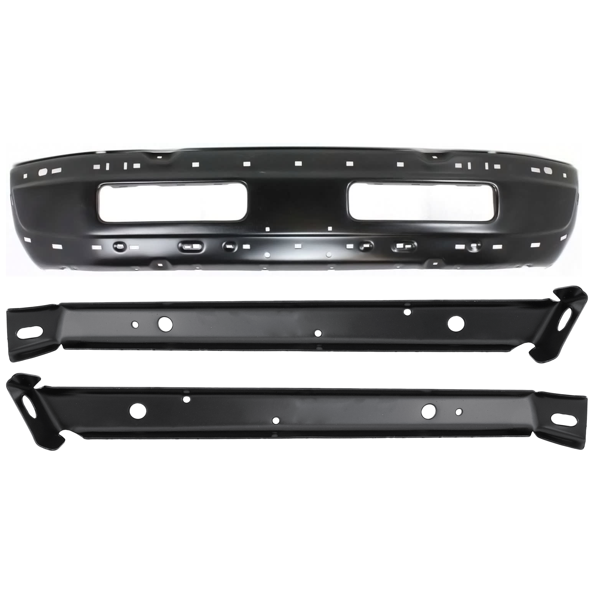 AM DODGE FULL SIZE PICKUP 94-95 FRONT BUMPER 3 pc kit Face Bar Black with Bumper Bracket SKU KIT 071324-110 Partslink CH1002173 CH1002259 CH1066108 CH1067108 OEM 5DY06PSJ 5011476AD 55234725-55