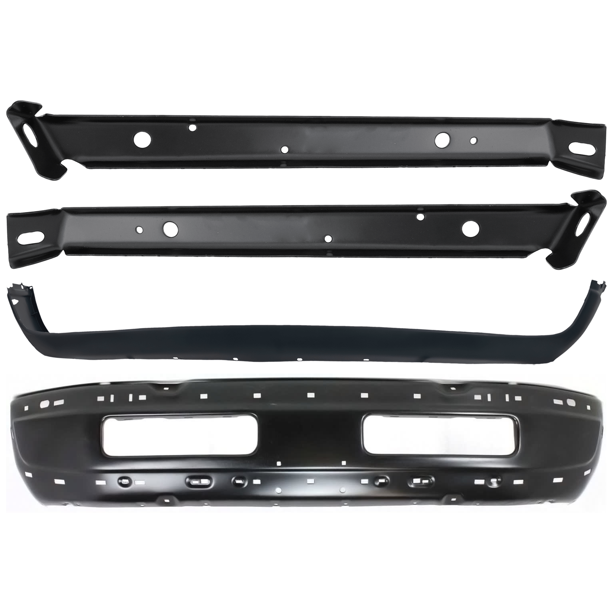 AM DODGE FULL SIZE PICKUP 94-95 FRONT BUMPER 4 pc kit Face Bar Plainted Black with Bumper Bracket and Bumper Cover SKU KIT 071324-112 Partslink CH1002173 CH1002259 CH1066108 CH1067108 CH1000232 OEM 5DY06PSJ 5011476AD 55234725-55